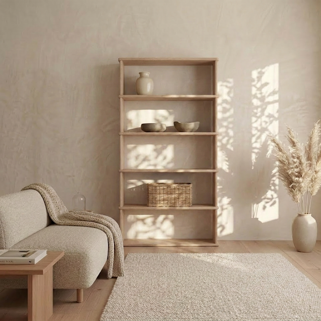 5 shelf bookcase in white oak