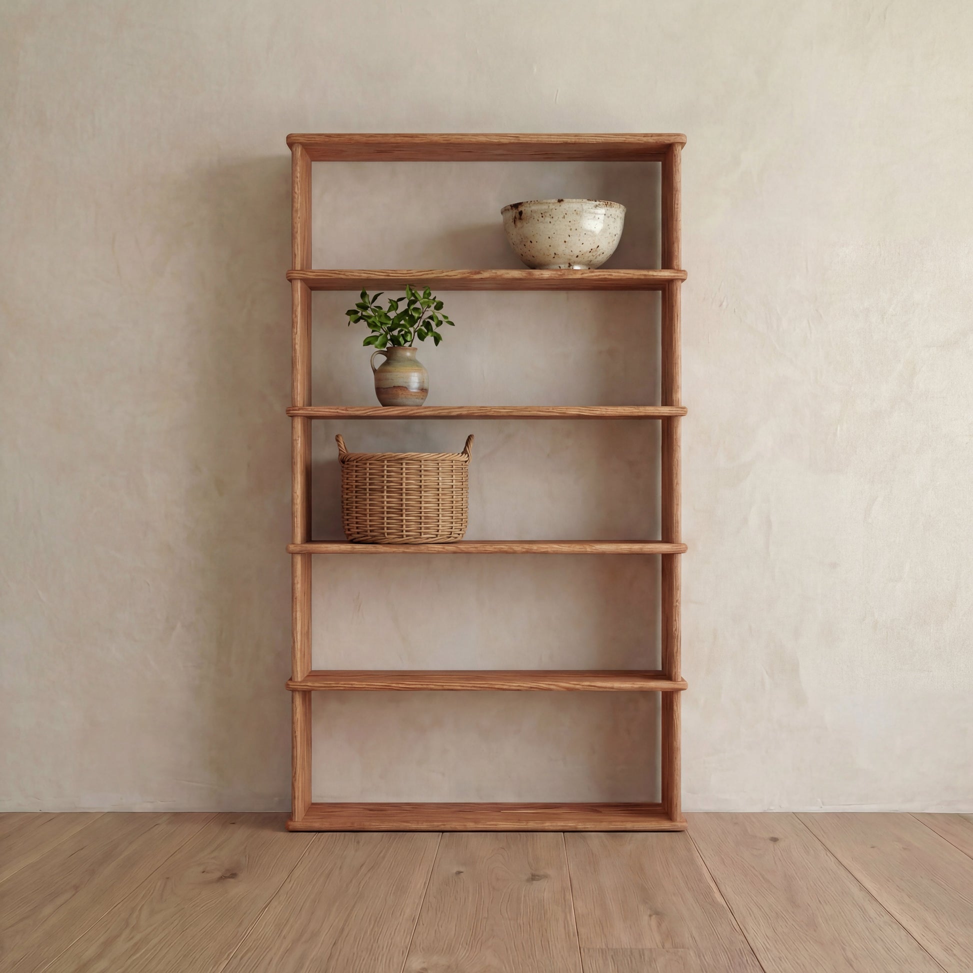 Bibliothèque à 5 étagères en chêne rouge