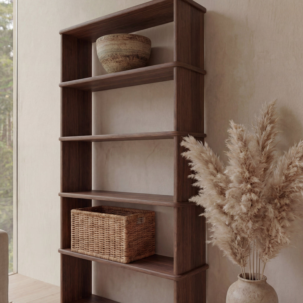 5 shelf bookcase in walnut