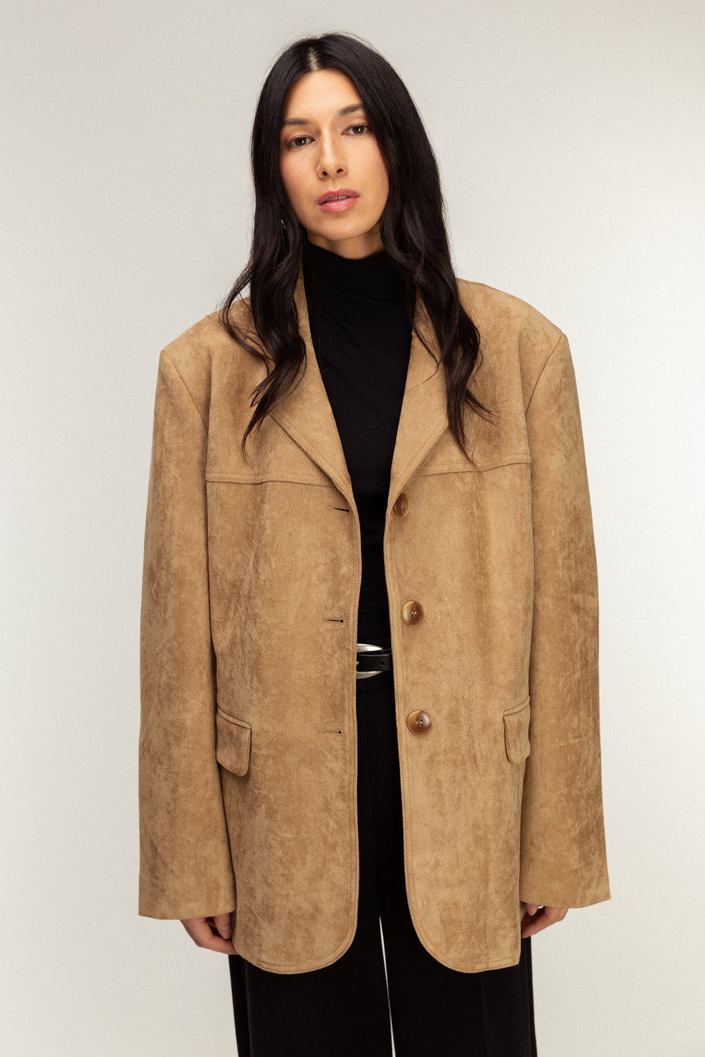 BLAZER OVERSIZE EN DAIM VEGAN