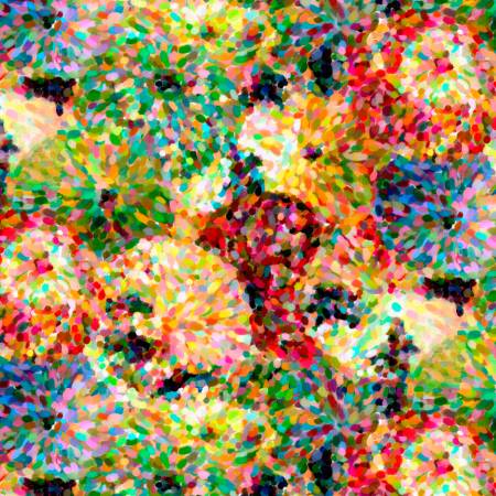 Impression numérique florale multi-impressionniste de 108 pouces de large au dos 