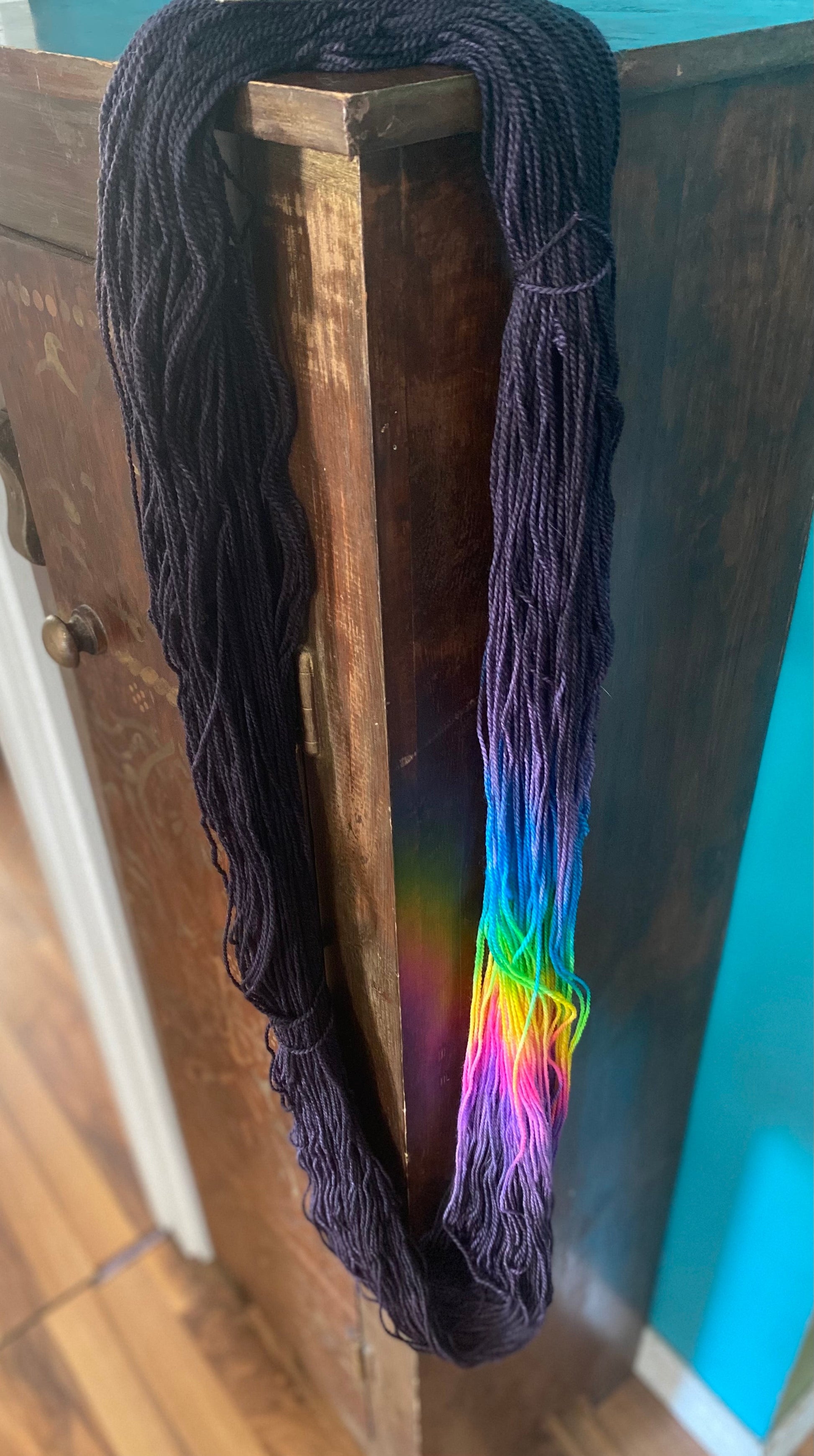 Short Rainbows & Black Merino Sock Yarn