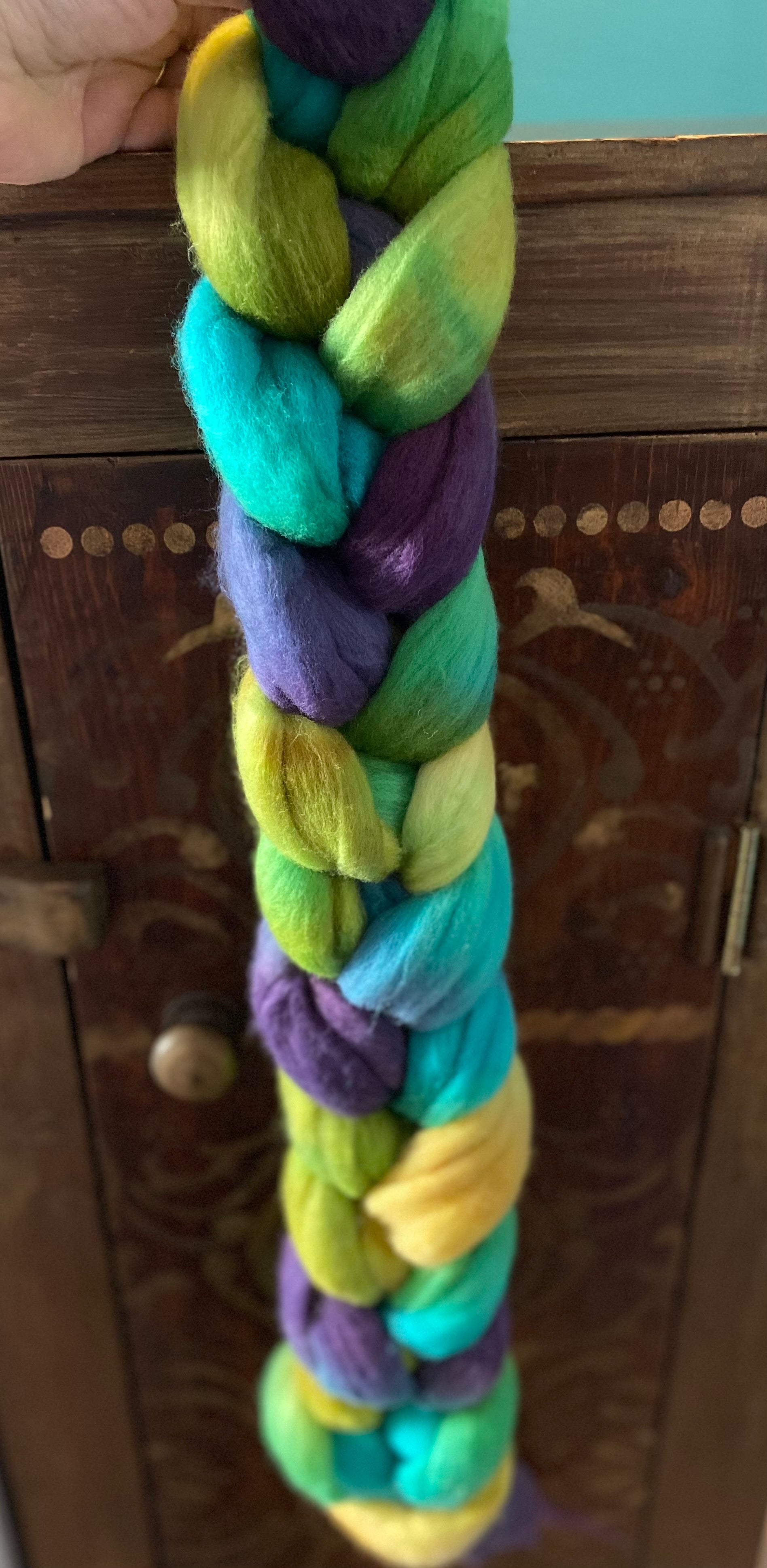 Laine mérinos peignée 19,5 non traitée - OOAK Rainbow Variegated