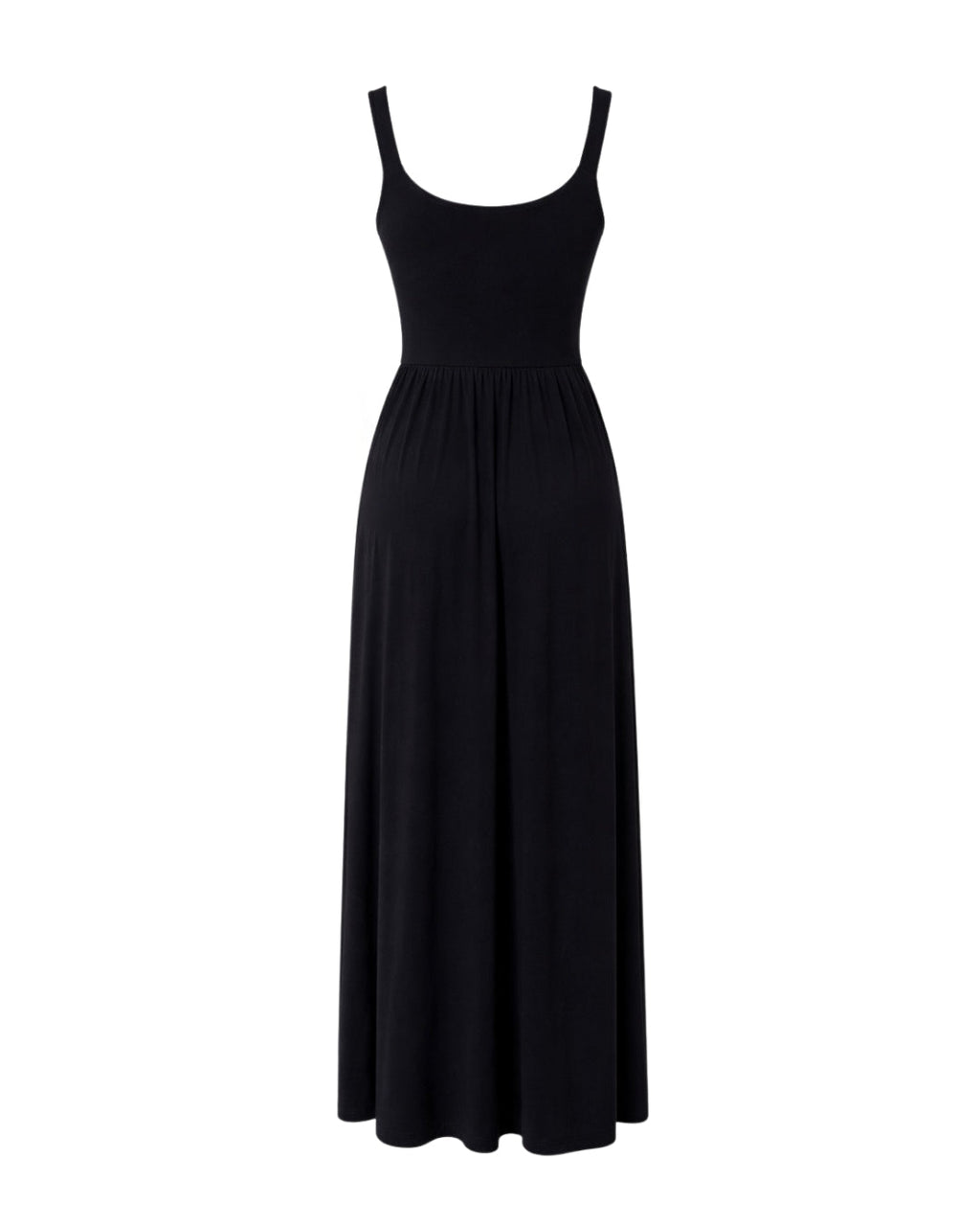 Dawn – Sleeveless Silky Jersey Flowing Maxi Dress In Black