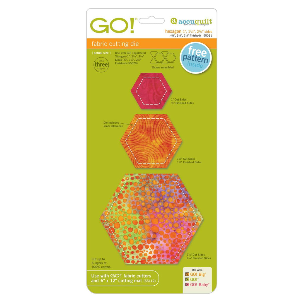 GO! Hexagone - 2,5 cm, 3,8 cm, 6,3 cm de côté
 (3/4", 1 1/4", 2 1/4" fini)