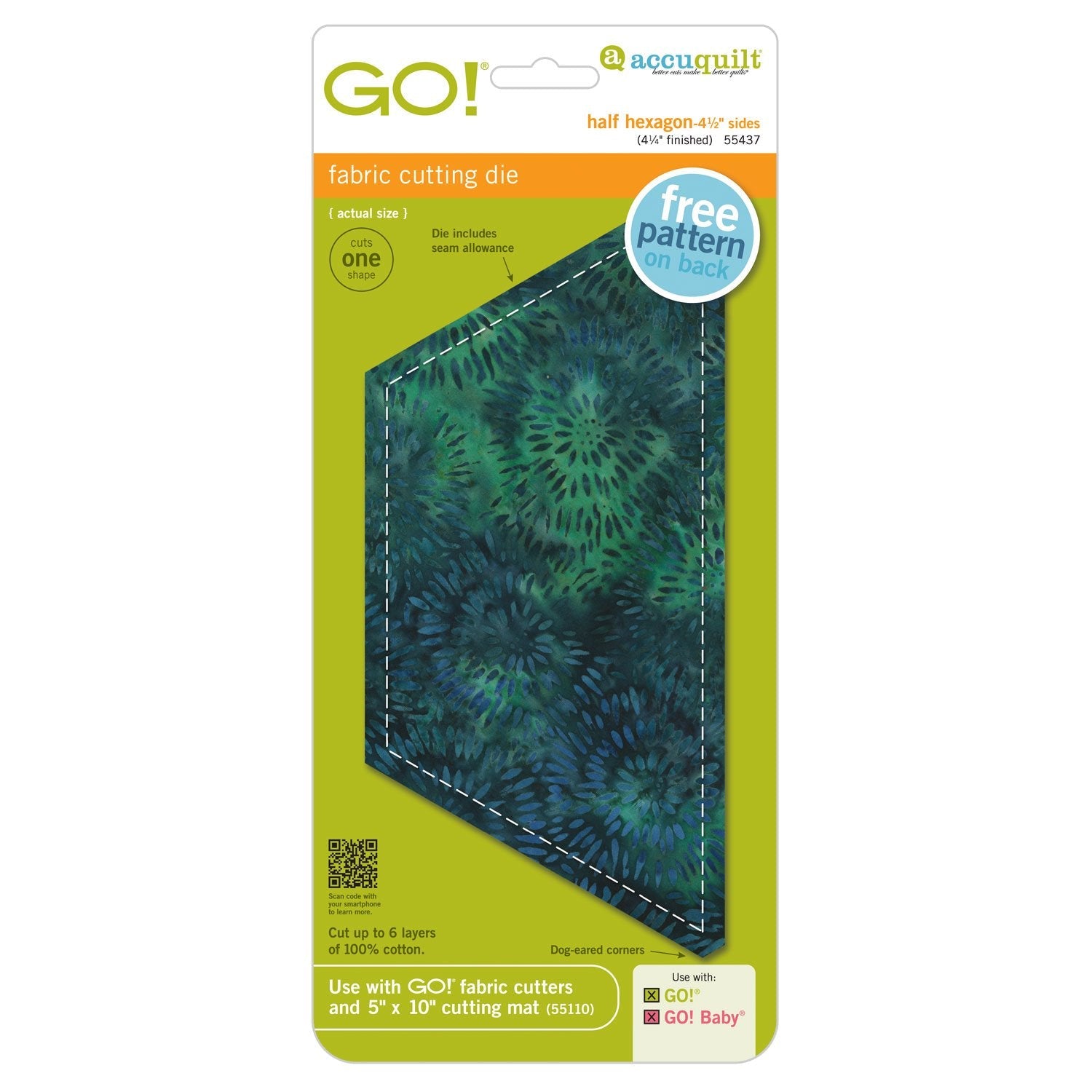 GO! Half Hexagon-4 1/2" Sides (4 1/4" Finished)