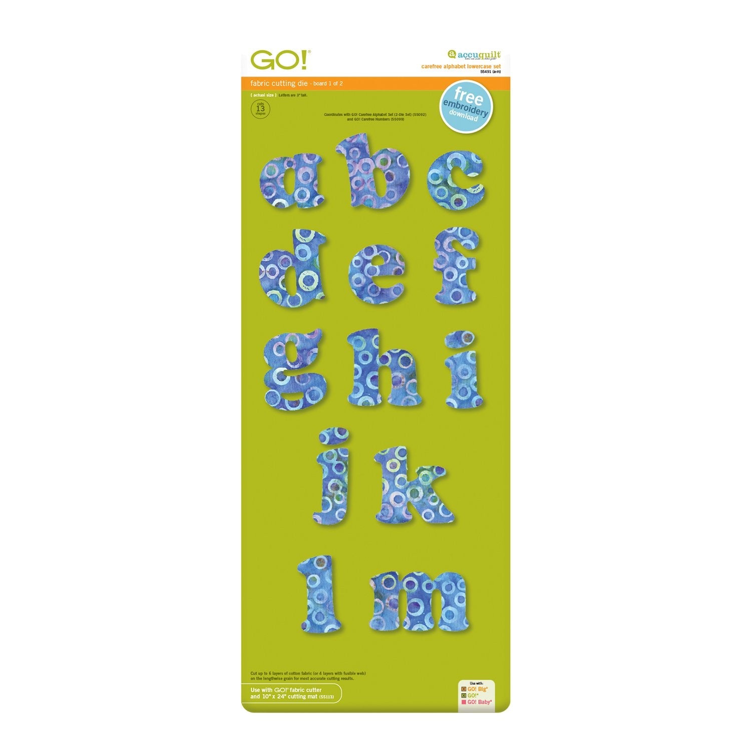 GO! Carefree Alphabet Lowercase Set (2-Die Set)