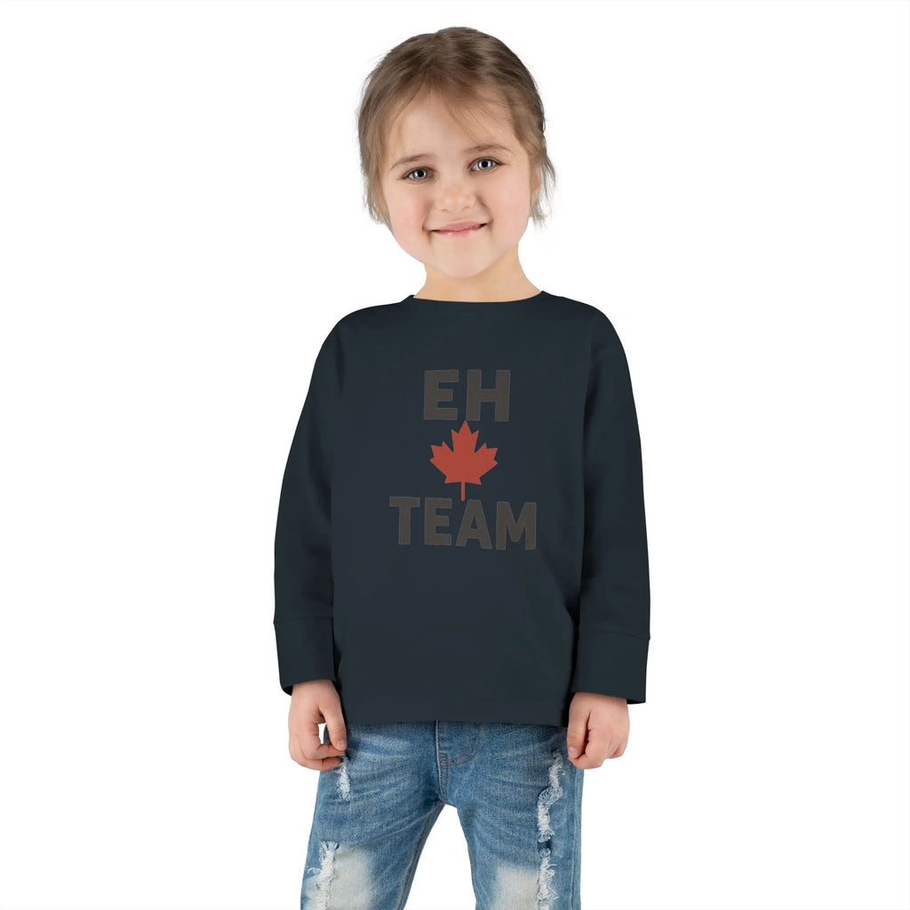 T-shirt à manches longues pour tout-petit Maple Stick « Eh Team » – Fierté de la feuille d'érable