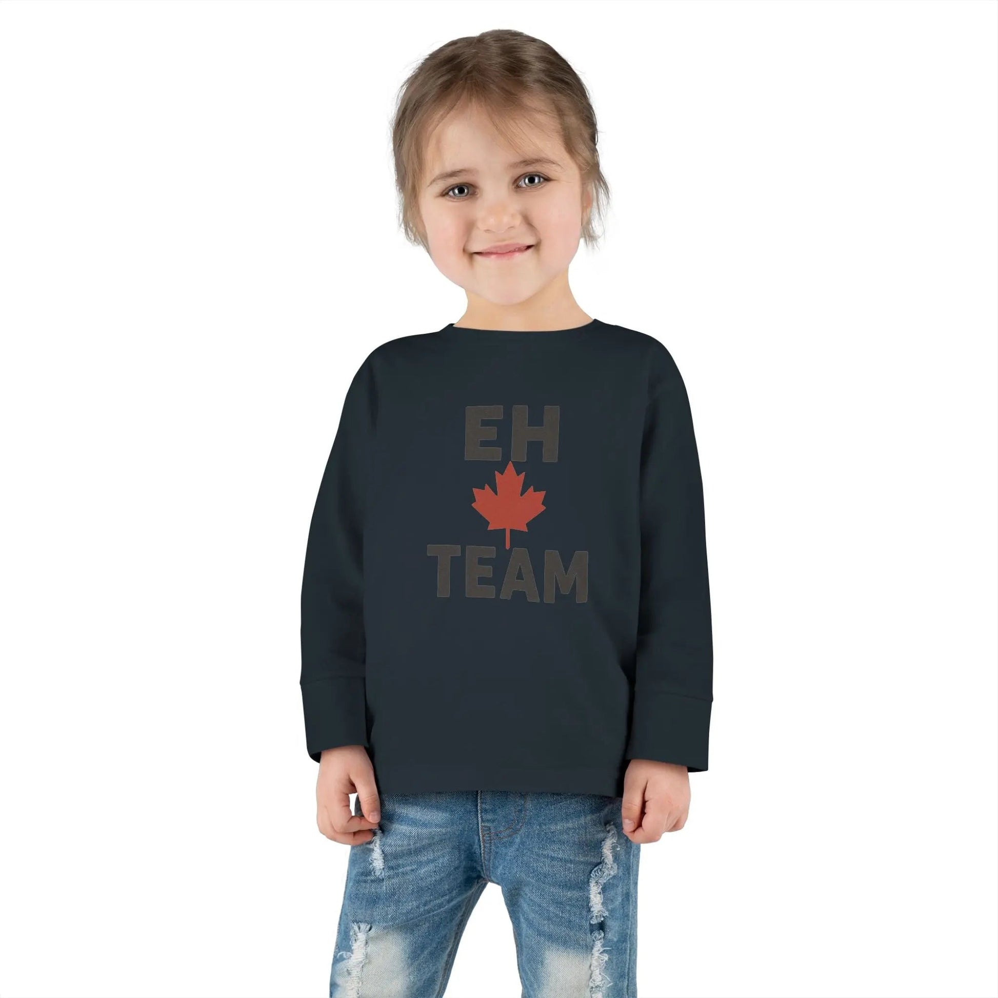 T-shirt à manches longues pour tout-petit Maple Stick « Eh Team » – Fierté de la feuille d'érable