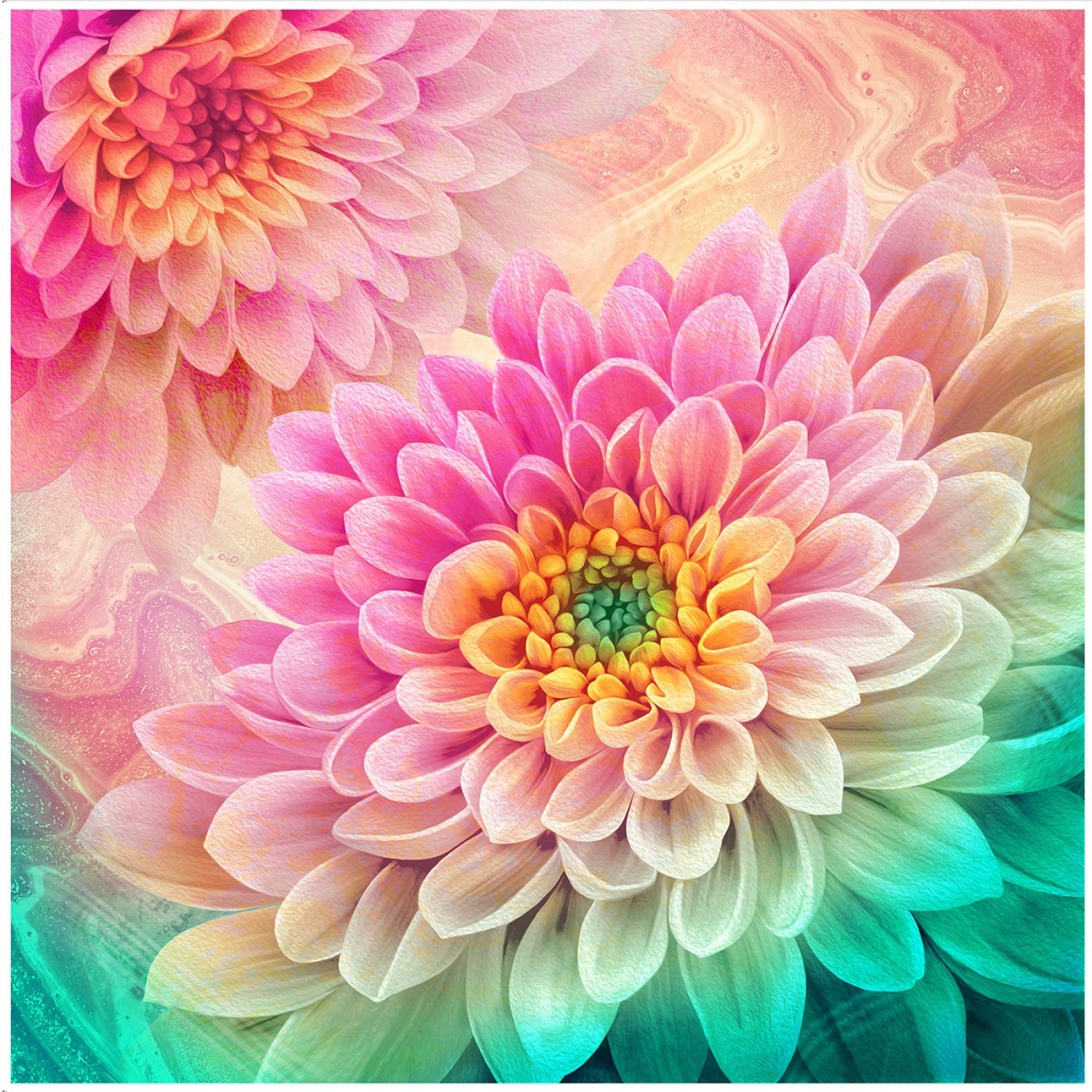 Panneau numérique rose éblouissant Dahlia 59 pouces