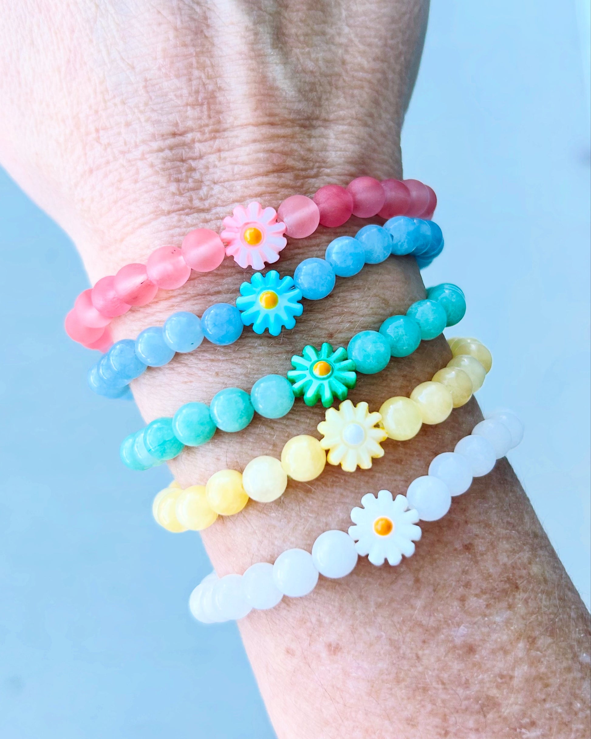 Mini Gemstone Flower Bracelet - multiple colours