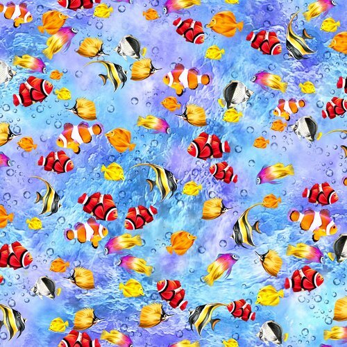 Tissu Oasis - Le banc de poissons en coton Reef