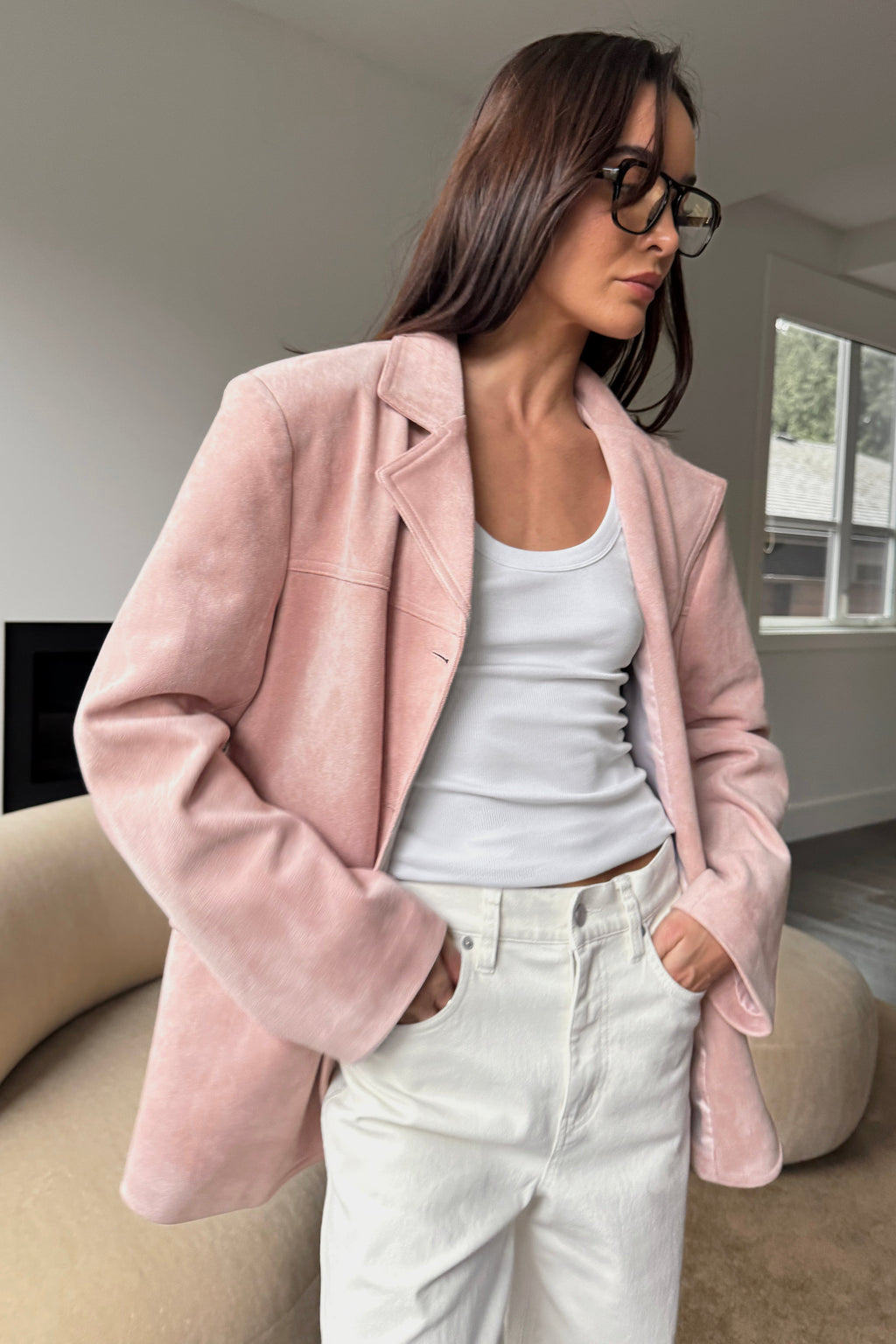 BLAZER OVERSIZE EN DAIM VEGAN