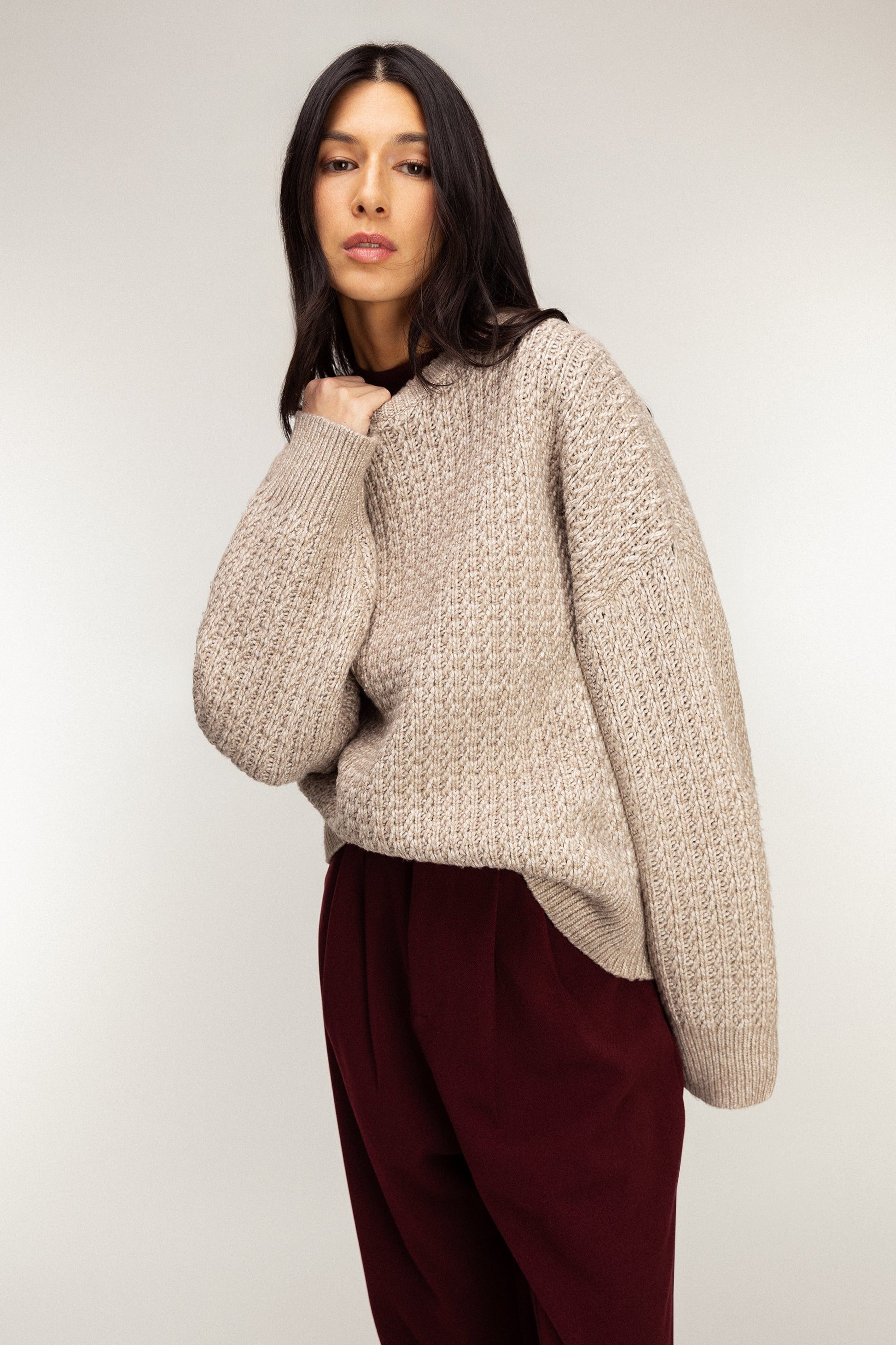 Pull ras du cou en maille épaisse