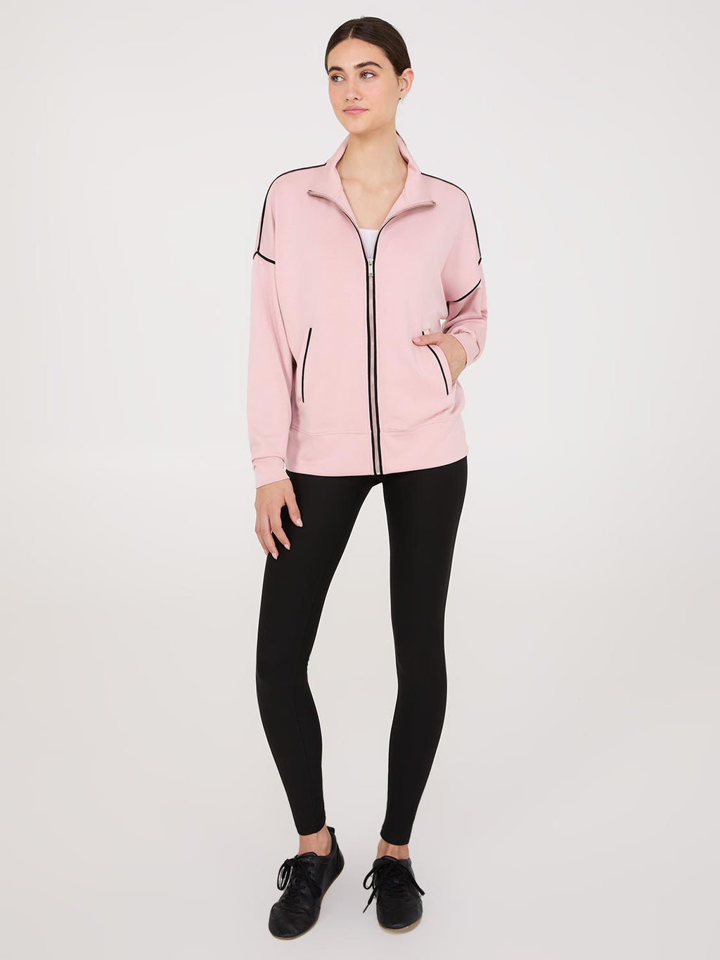 Veste zippée à passepoils contrastés