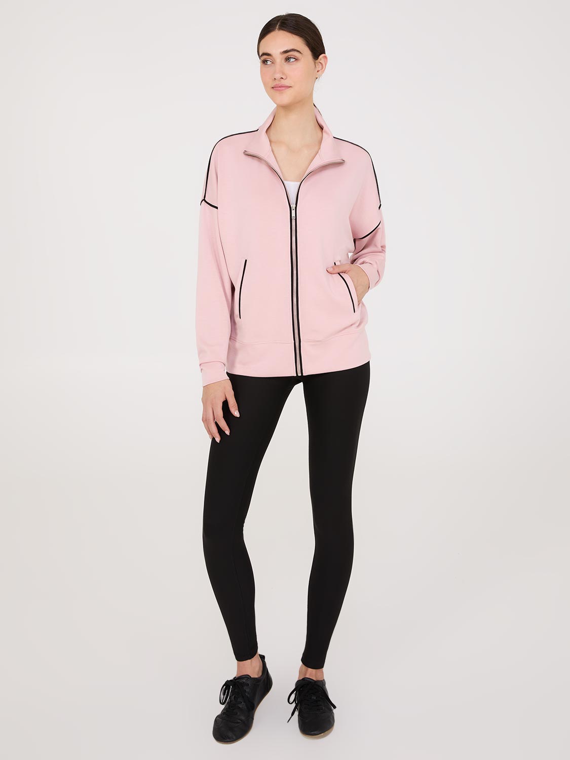 Veste zippée à passepoils contrastés