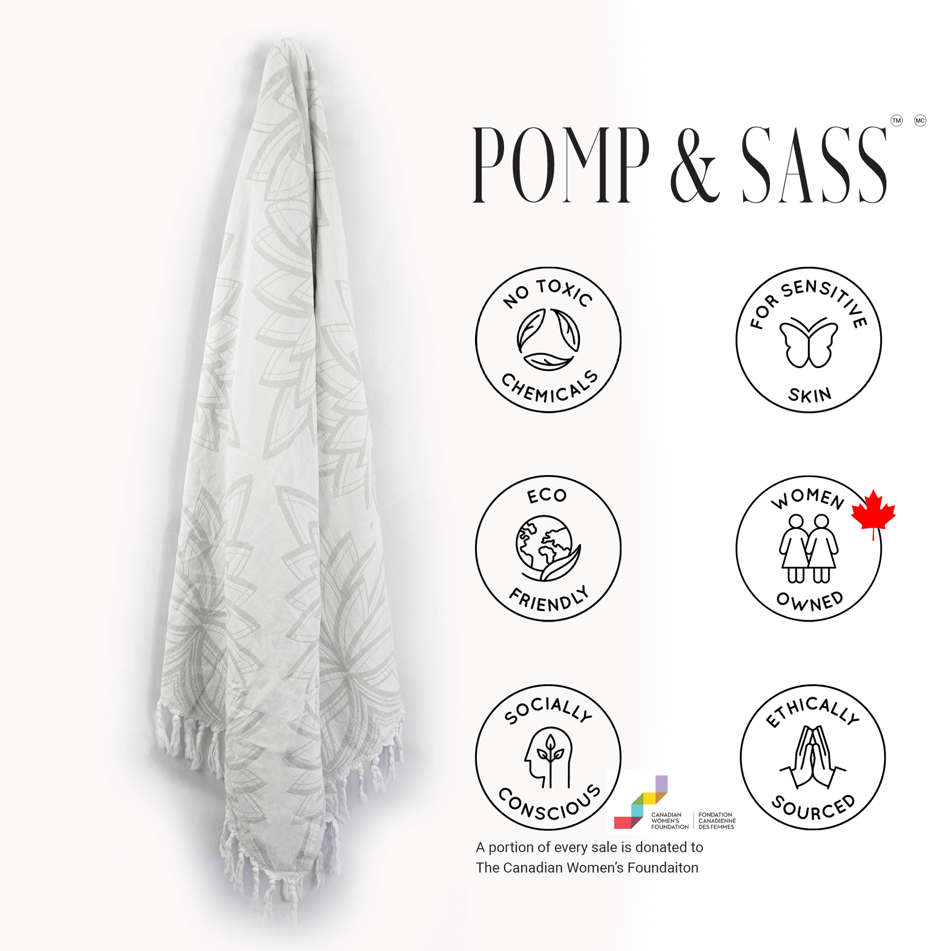 Serviettes turques Canada | Serviette de corps | Gris et blanc