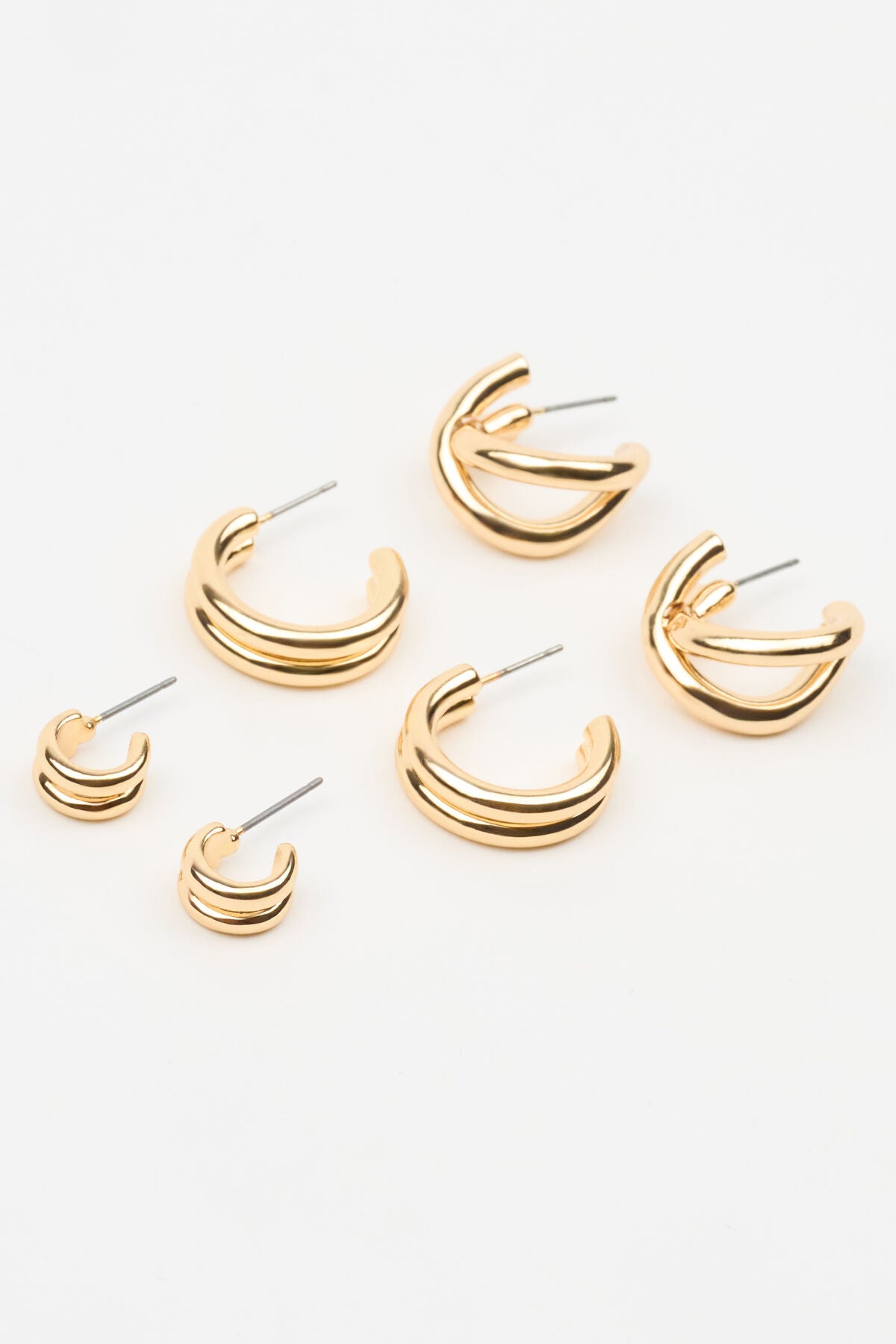 Lot de 3 boucles d'oreilles créoles doubles