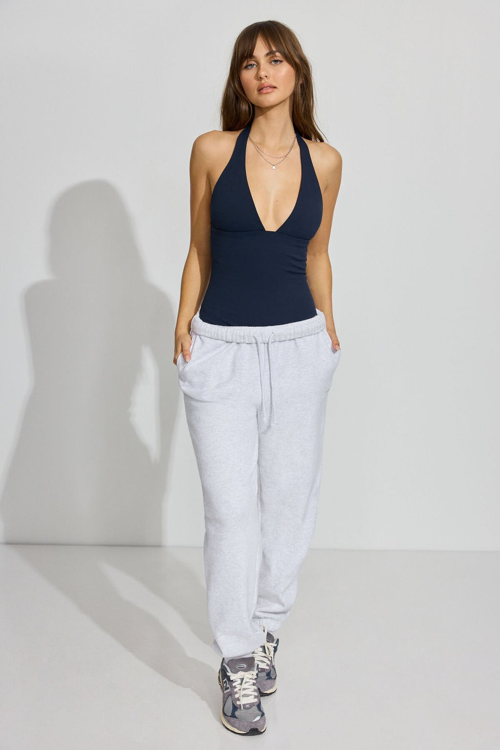 Sleek Plunge Halter Bodysuit