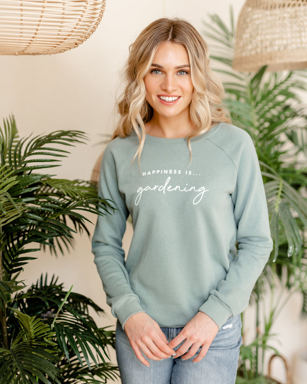 Women's Gardening Crew Sweatshirt, Sage