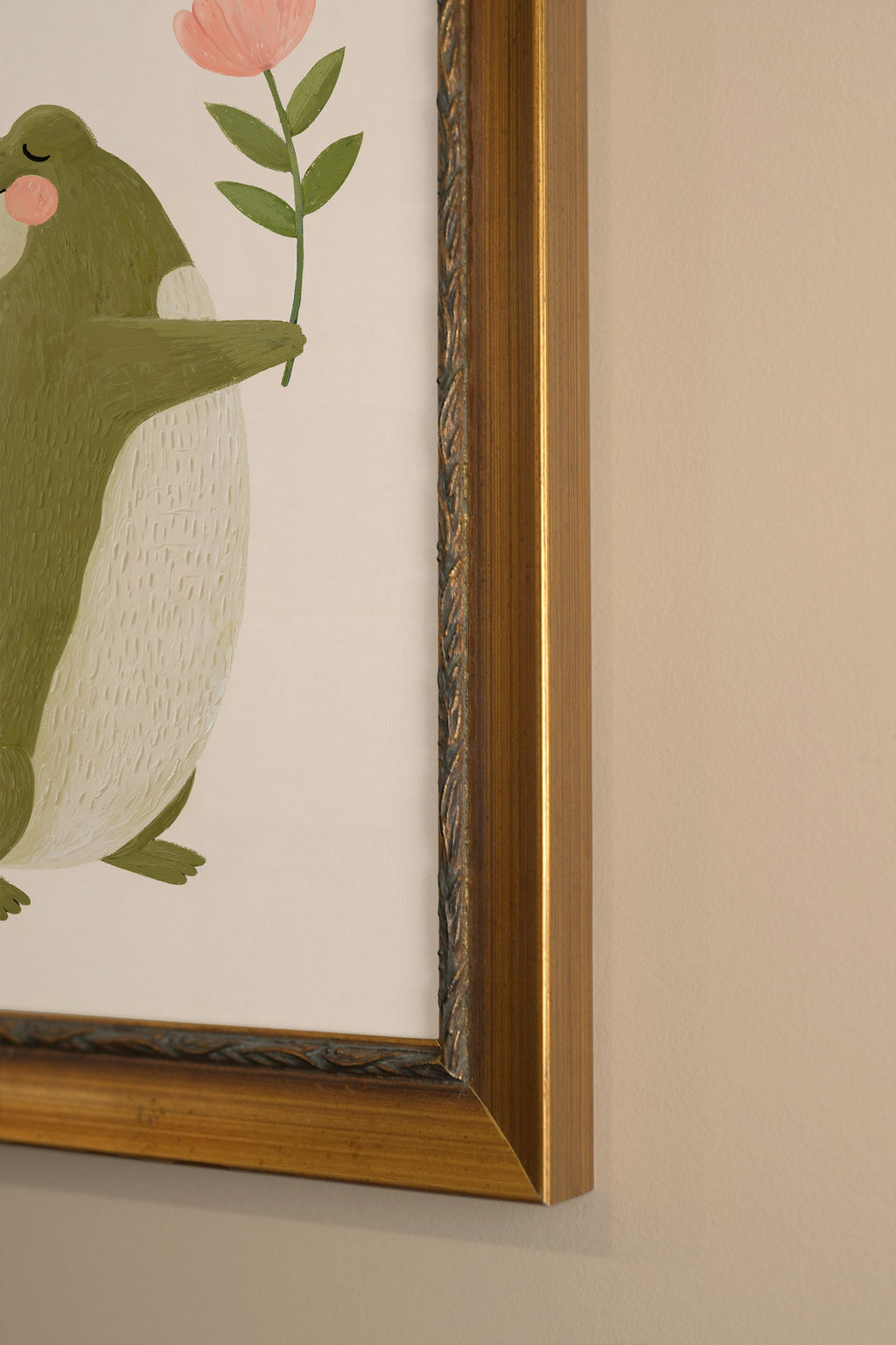 Floral Crocodile, Vintage Frame Gold
