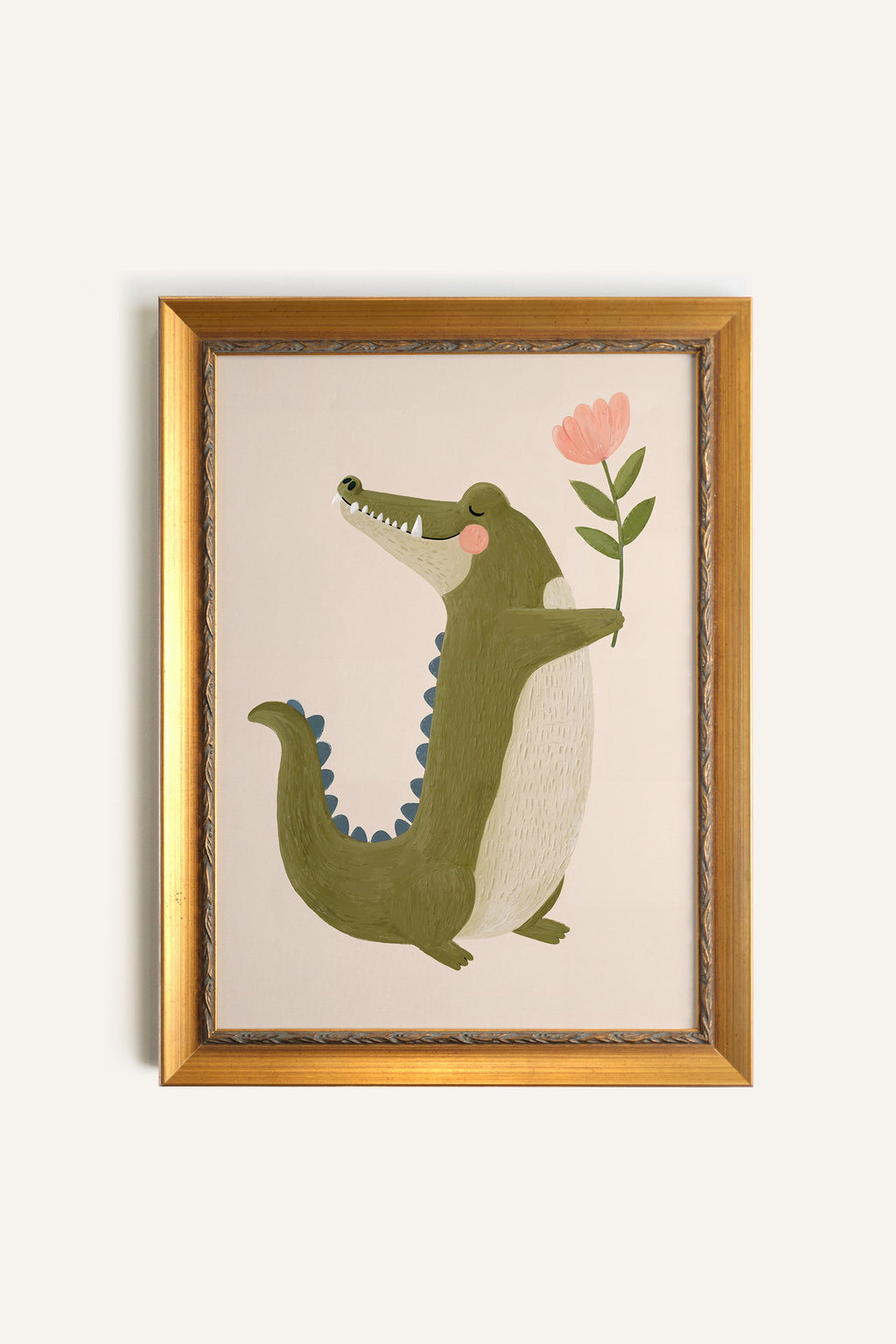 Floral Crocodile, Vintage Frame Gold