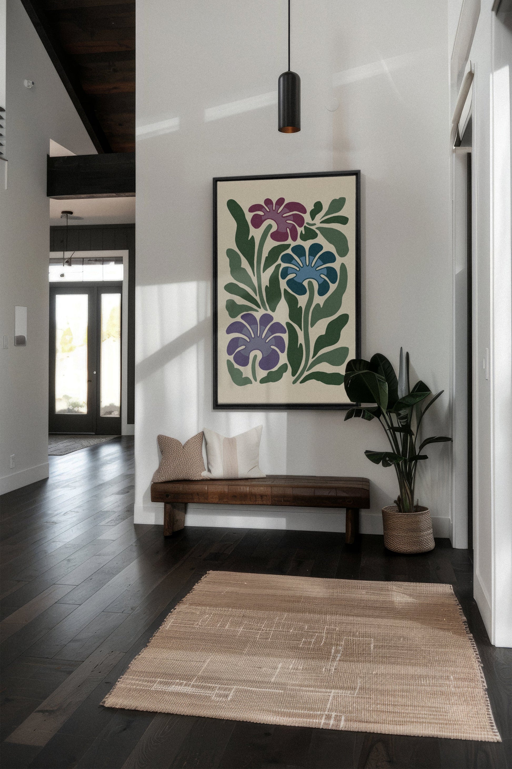 MYSTIC AZURE BLOOMS, Stretched Canvas Artwork