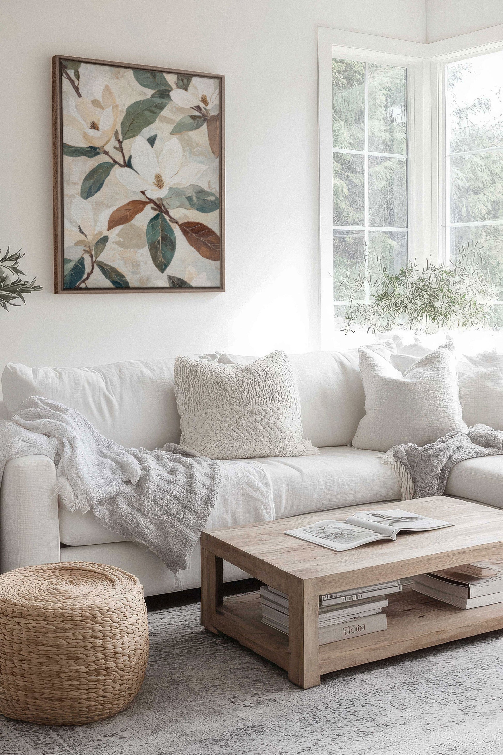 MAGNOLIA BLOOMS, Stretched Canvas Artwork
