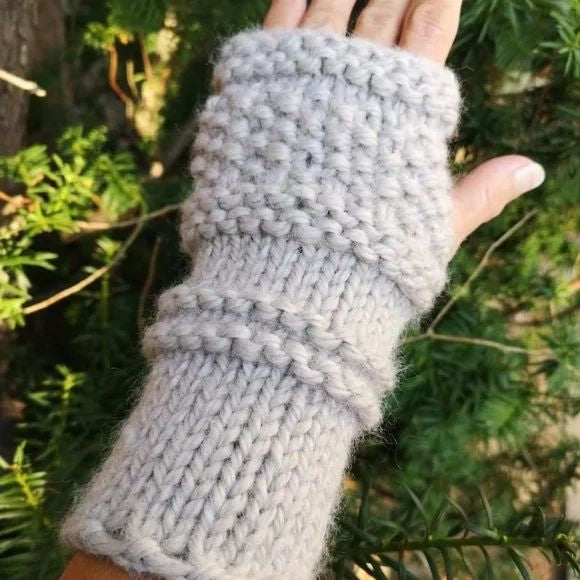 Sustainable Gray Knit Gloves Recycled Poly Re-spun
