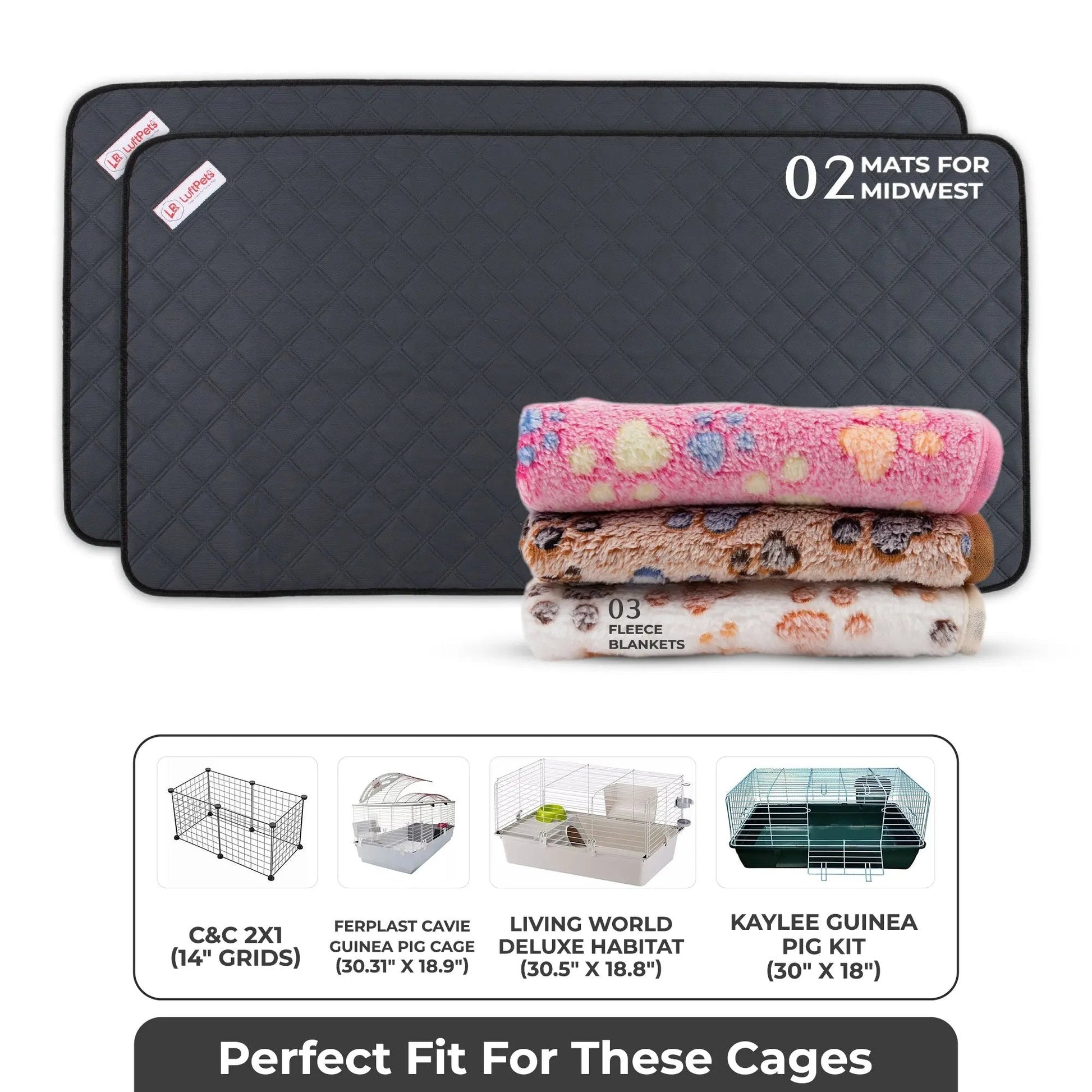 5-Piece Fleece Bedding Set – Perfect for Guinea Pigs, Rabbits,  Dogs & Cats- Value Pack LUFTPETS