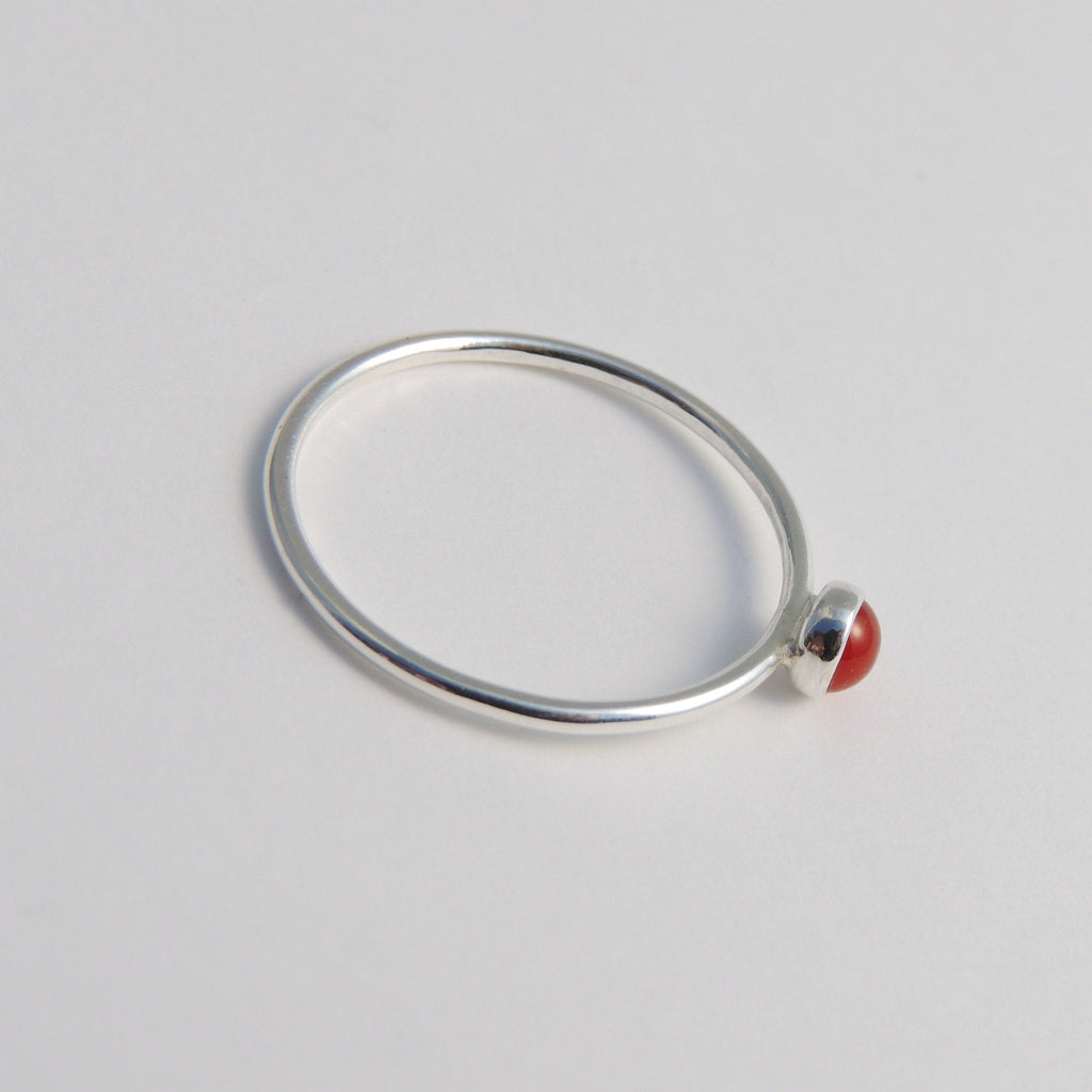 Carnelian Ring Sterling Silver Stacking Ring Orange Stone