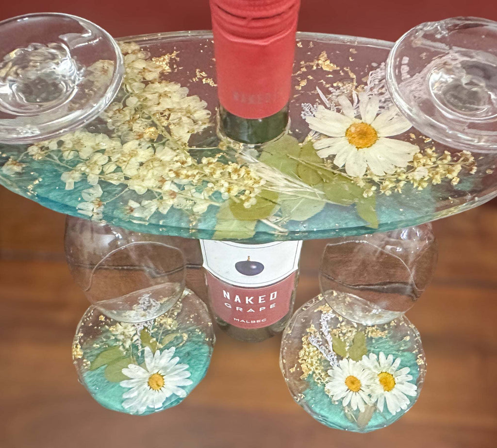 Coffret à verres à vin avec 2 sous-verres en résine
