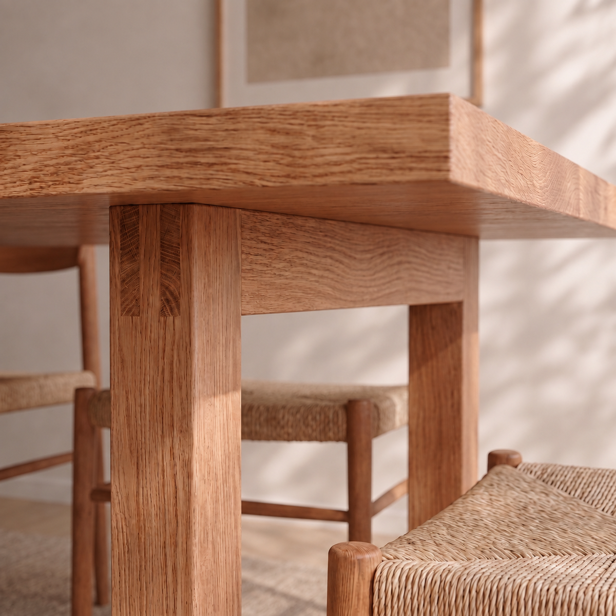 6 person dining table in red oak