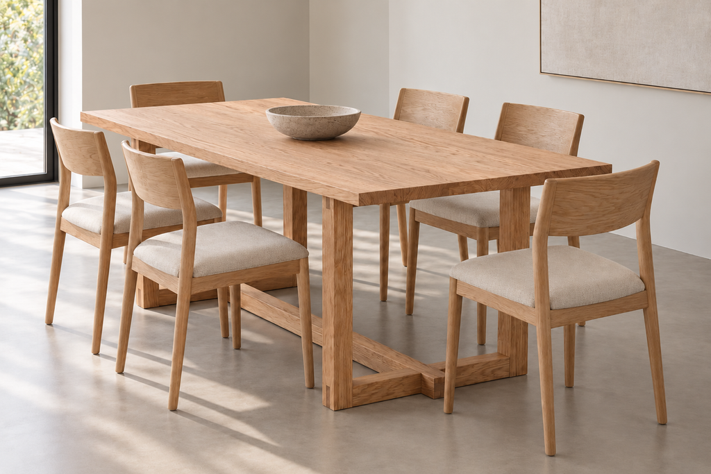 6 person dining table in red oak