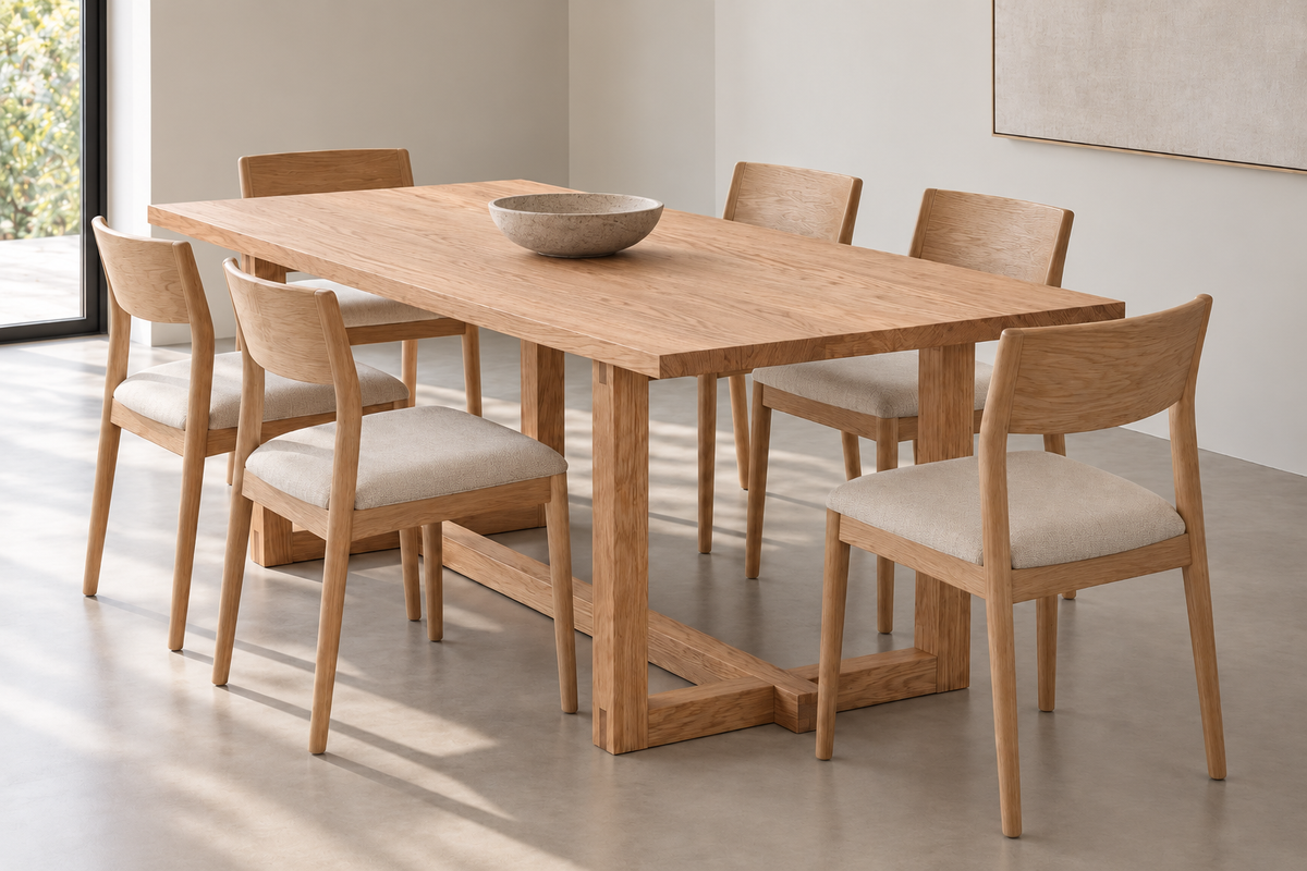 6 person dining table in red oak