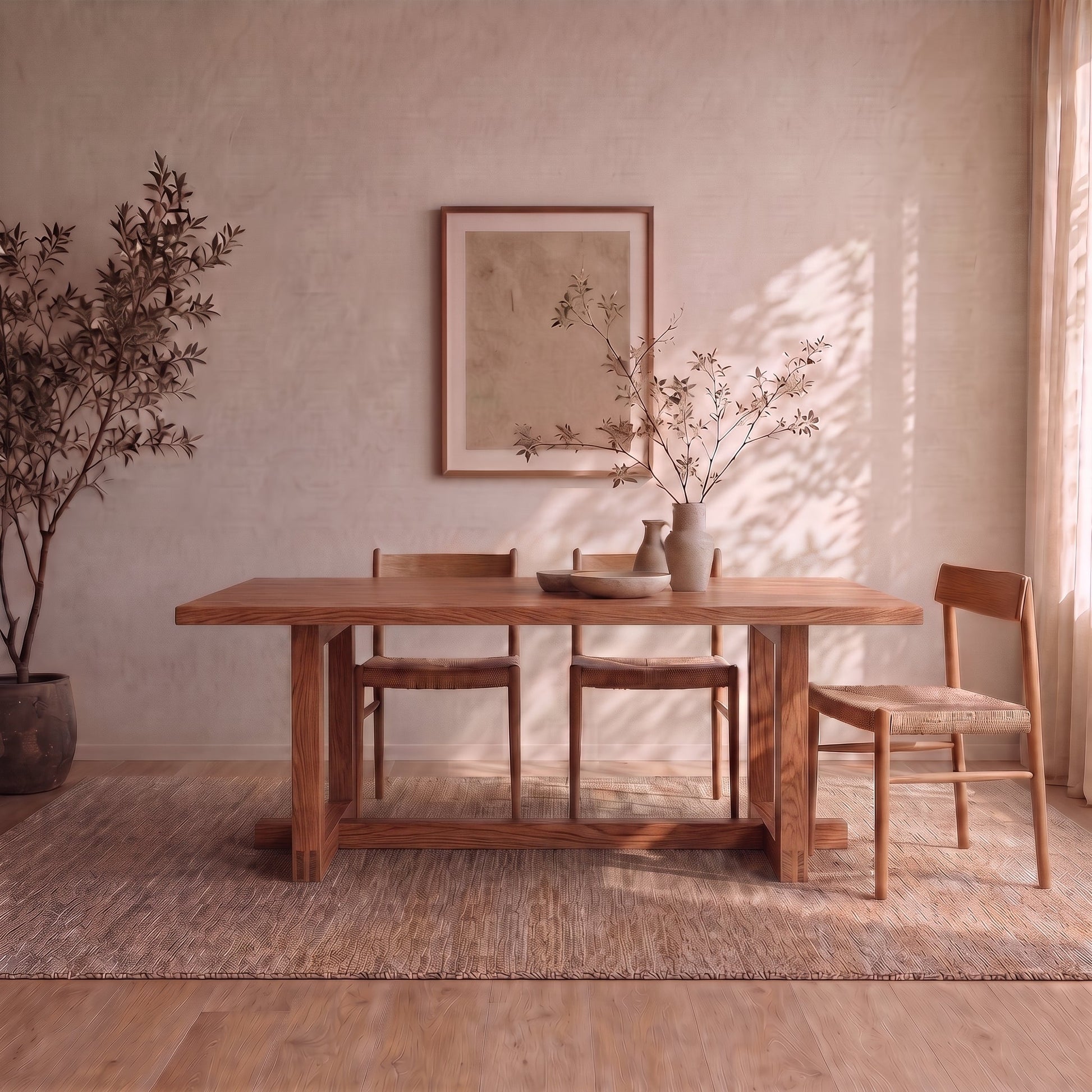 6 person dining table in red oak