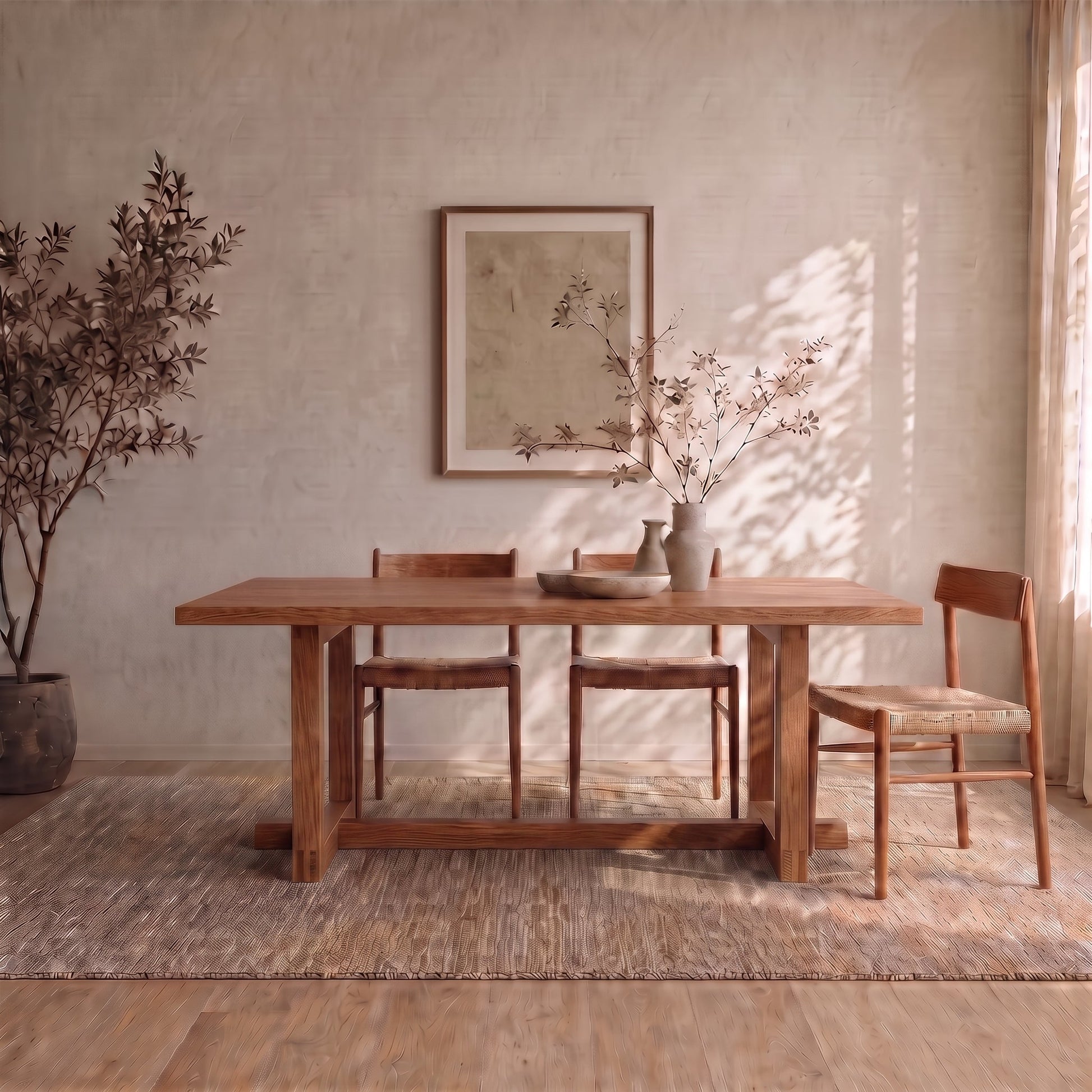 6 person dining table in red oak