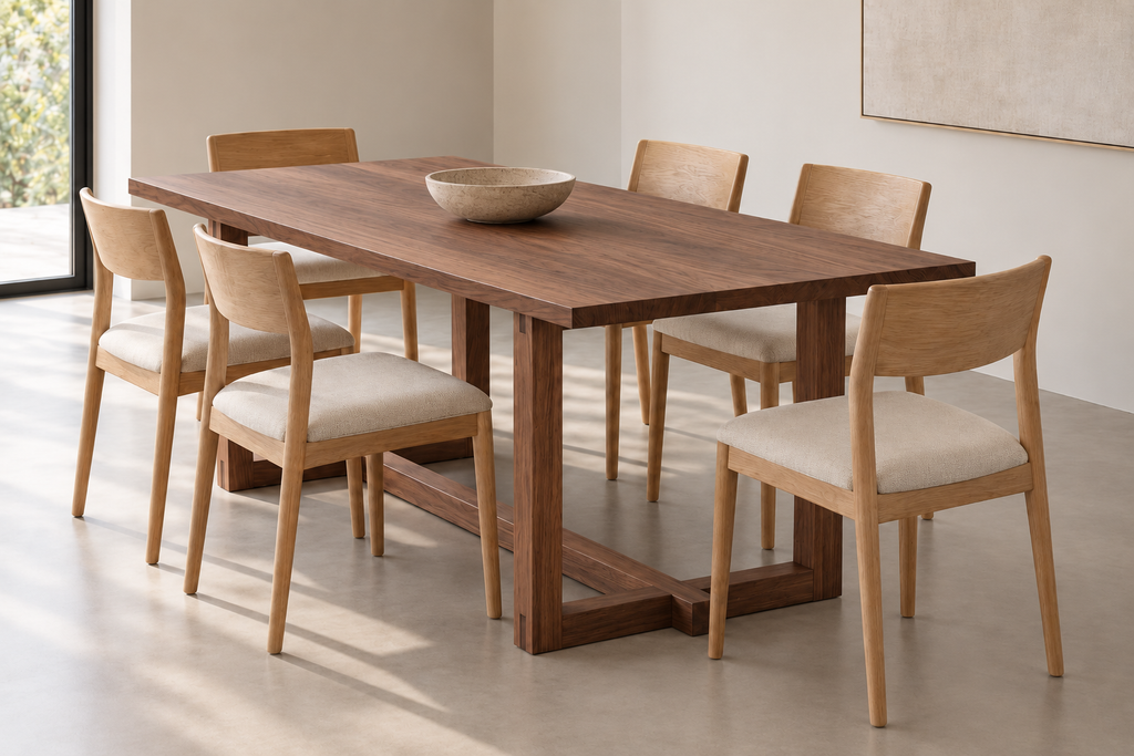 6 person dining table in walnut