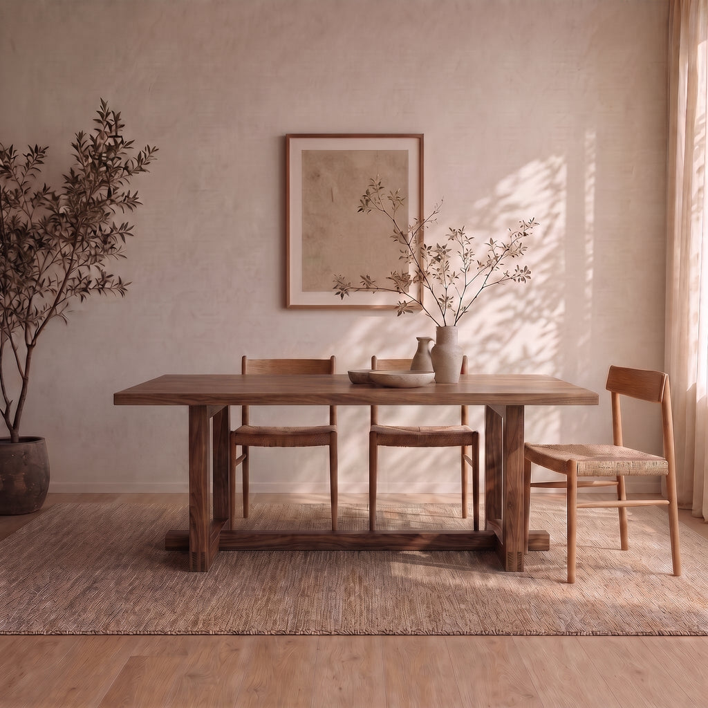 6 person dining table in walnut