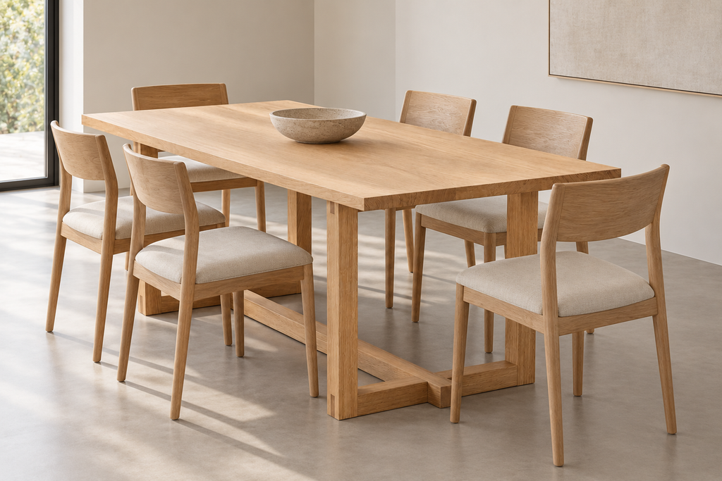 6 person dining table in white oak