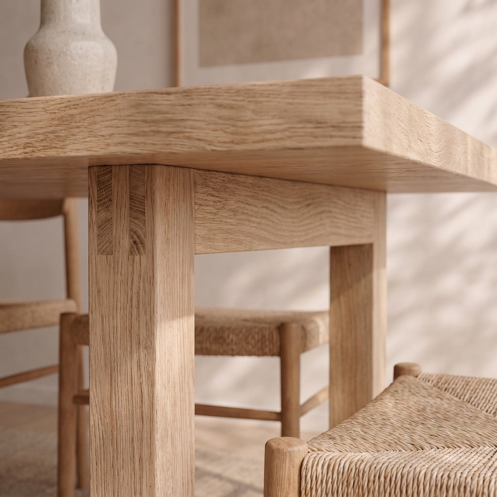 6 person dining table in white oak