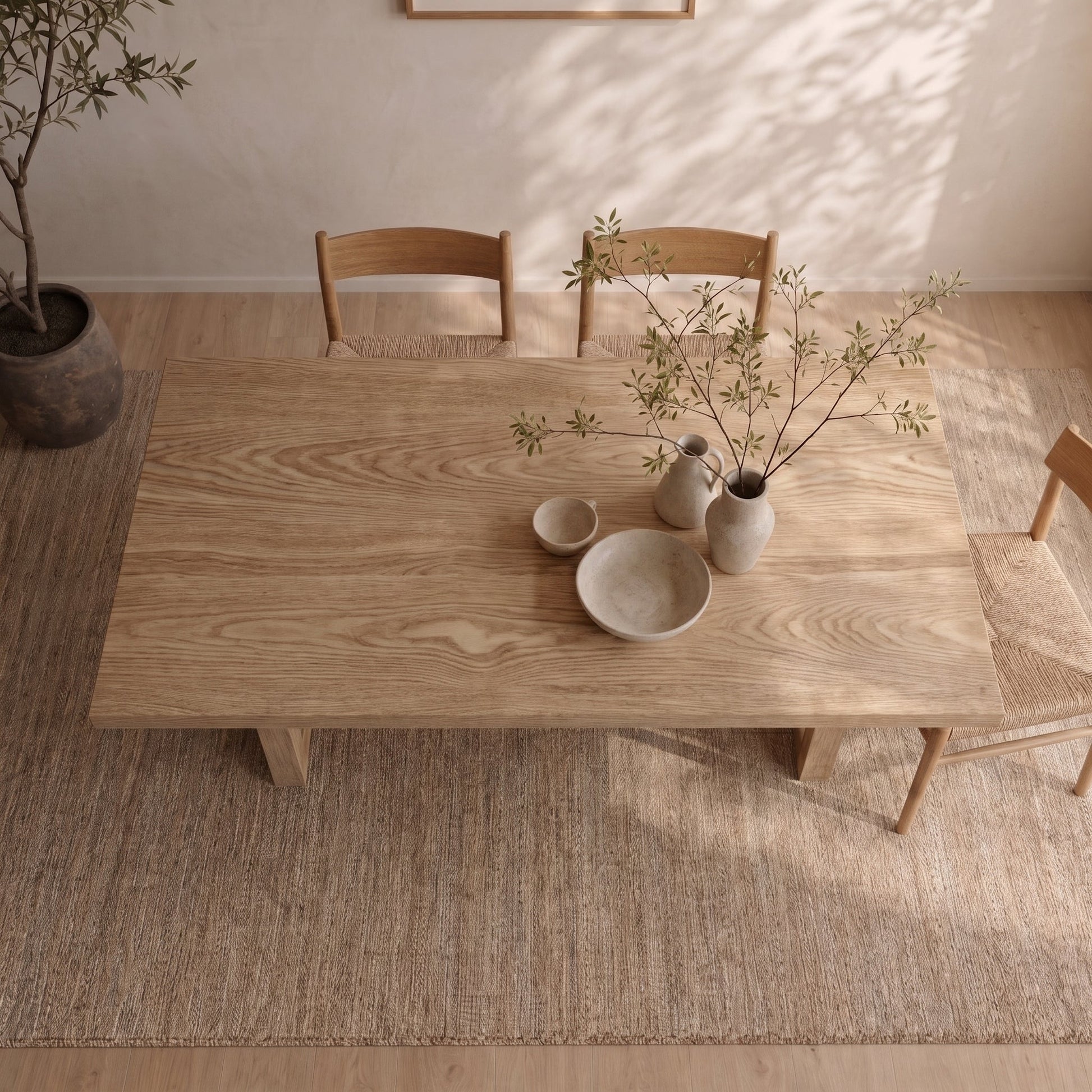 6 person dining table in white oak