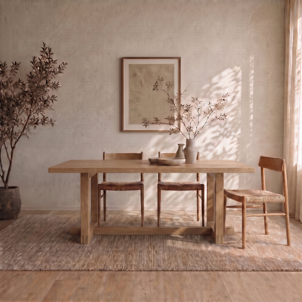 6 person dining table in white oak