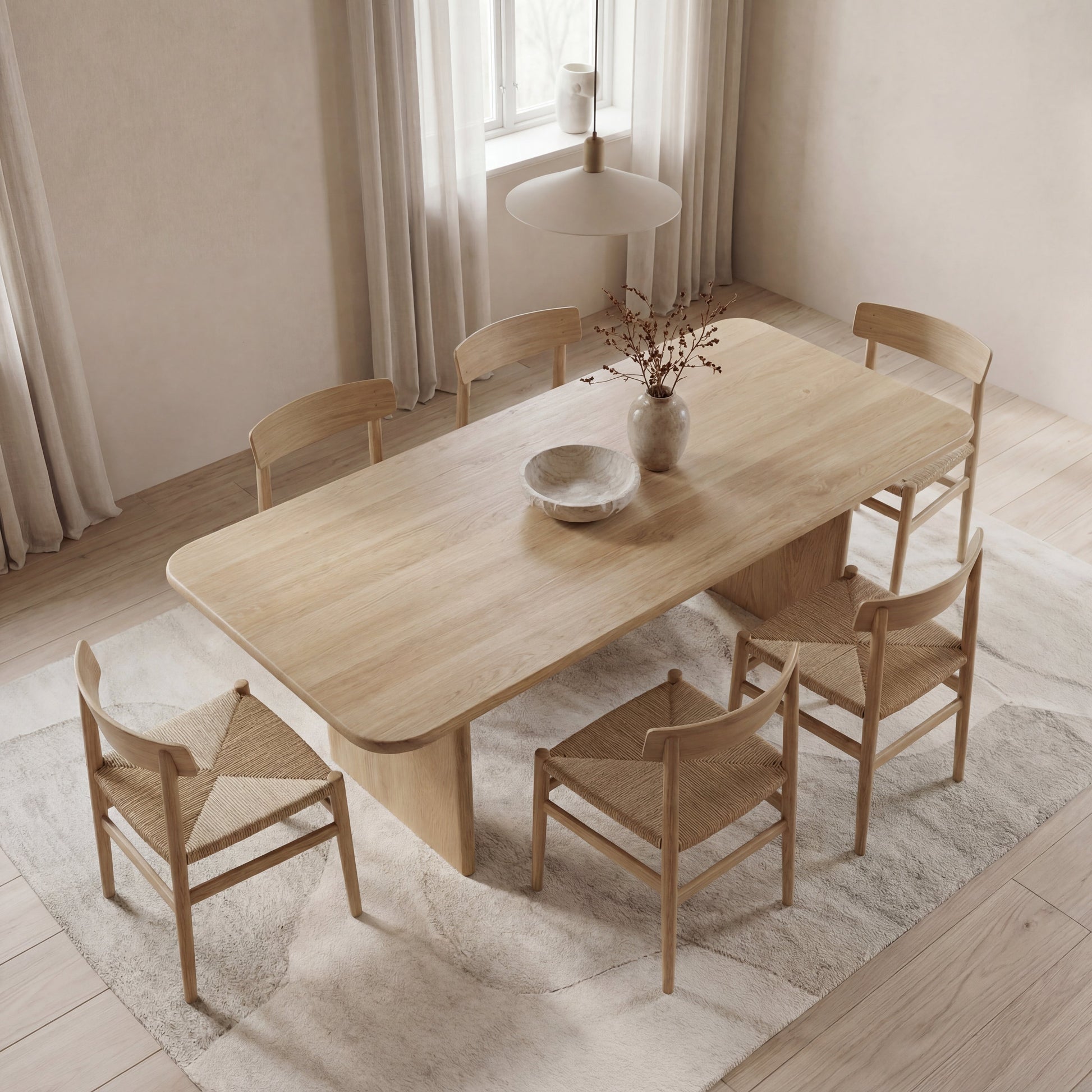6 Person Dining Table in White Oak
