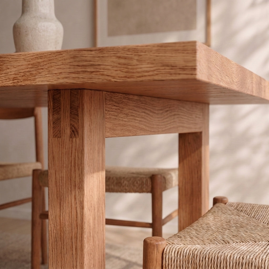 6 person dining table in red oak