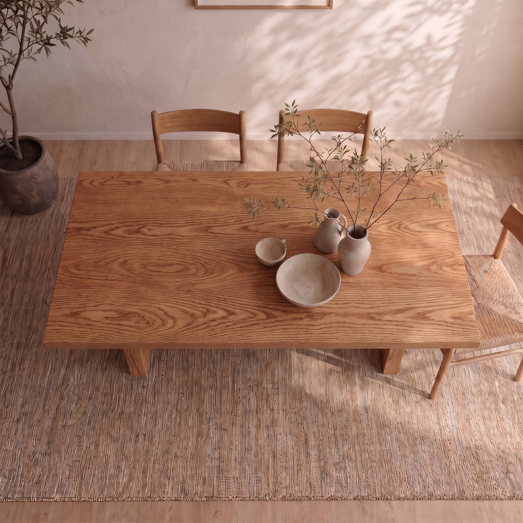 6 person dining table in red oak