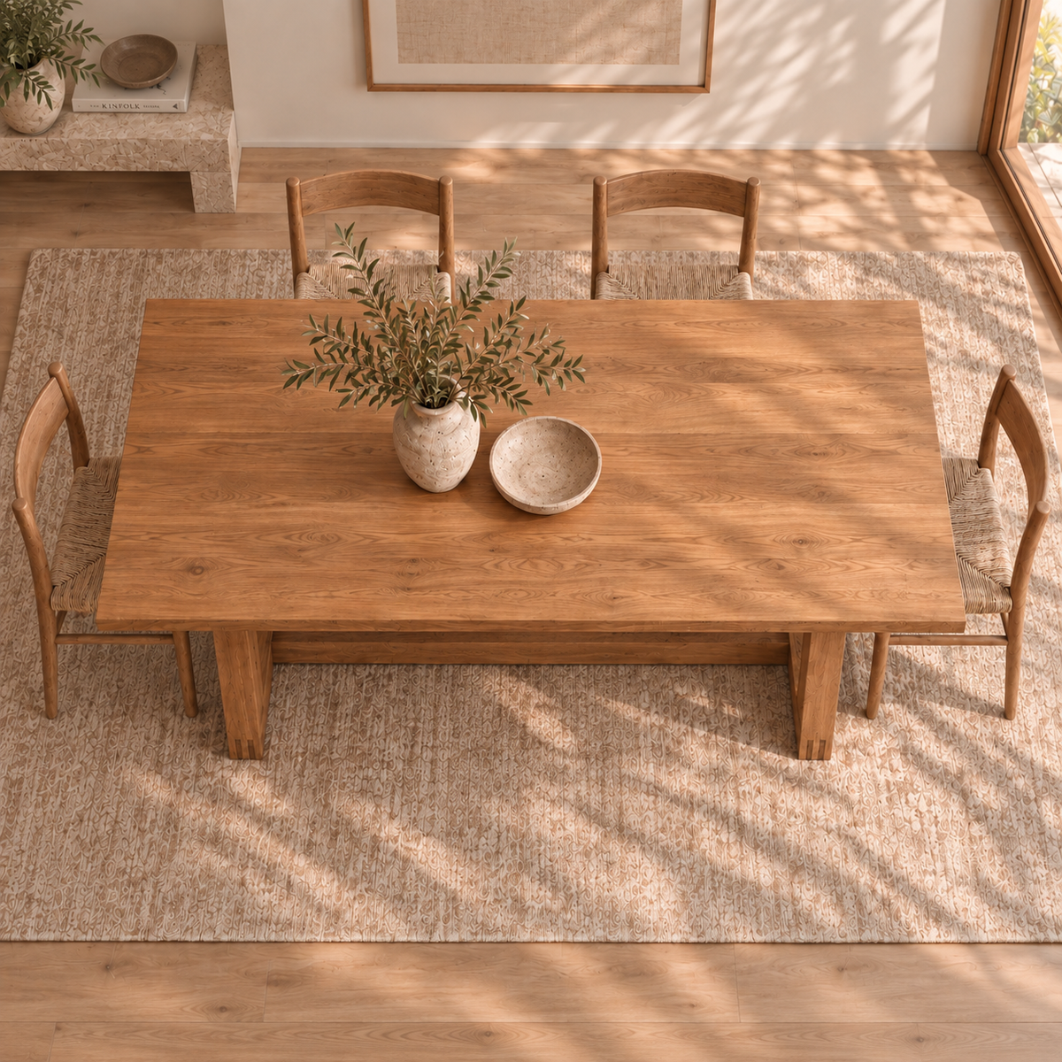 6 person dining table in red oak