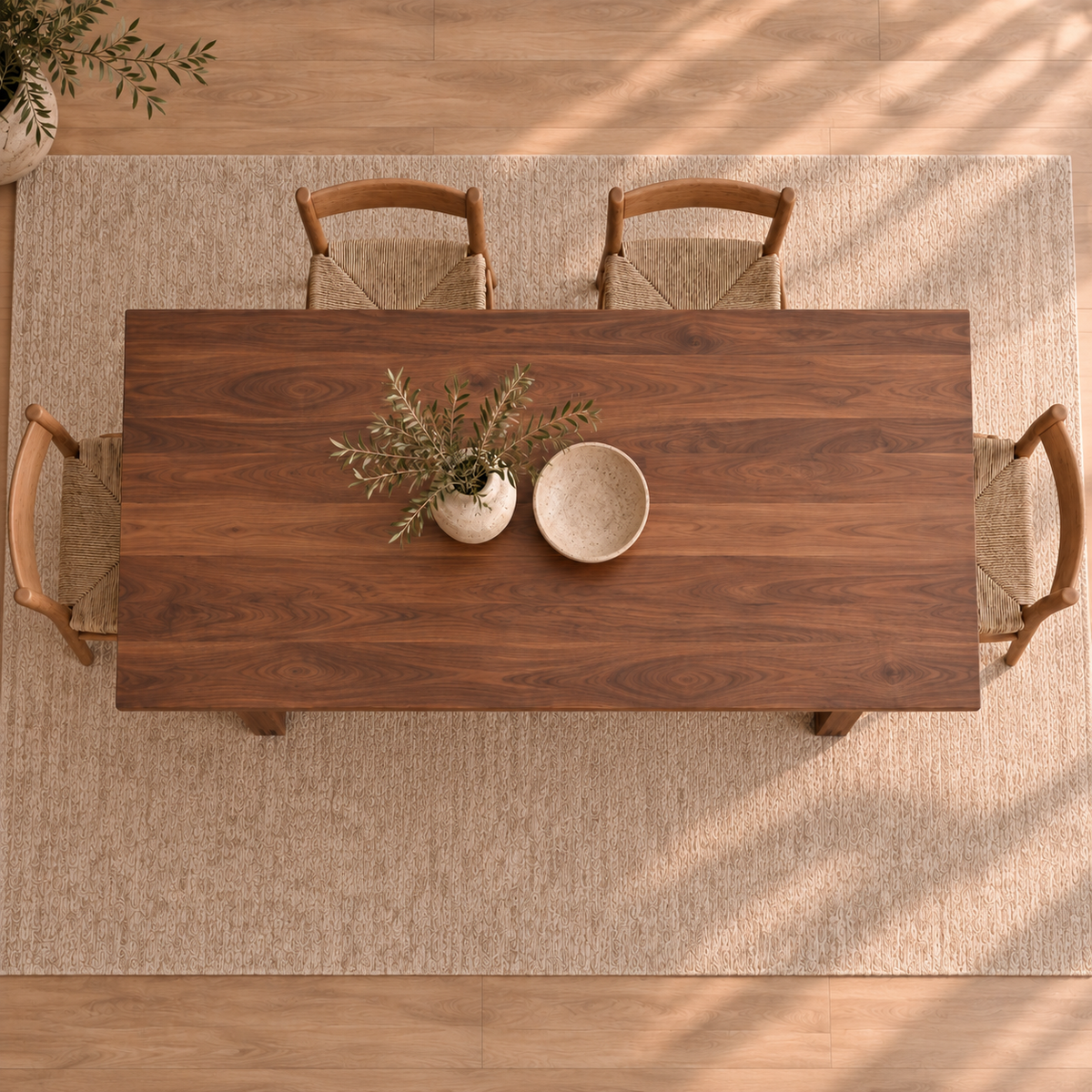6 person dining table in walnut