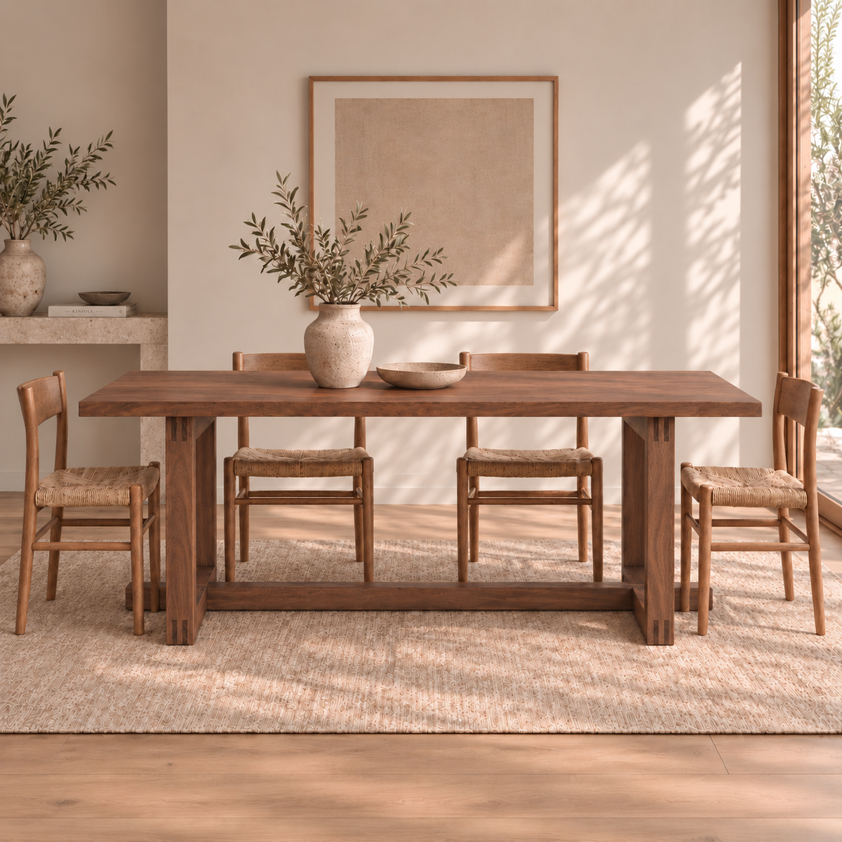 6 person dining table in walnut