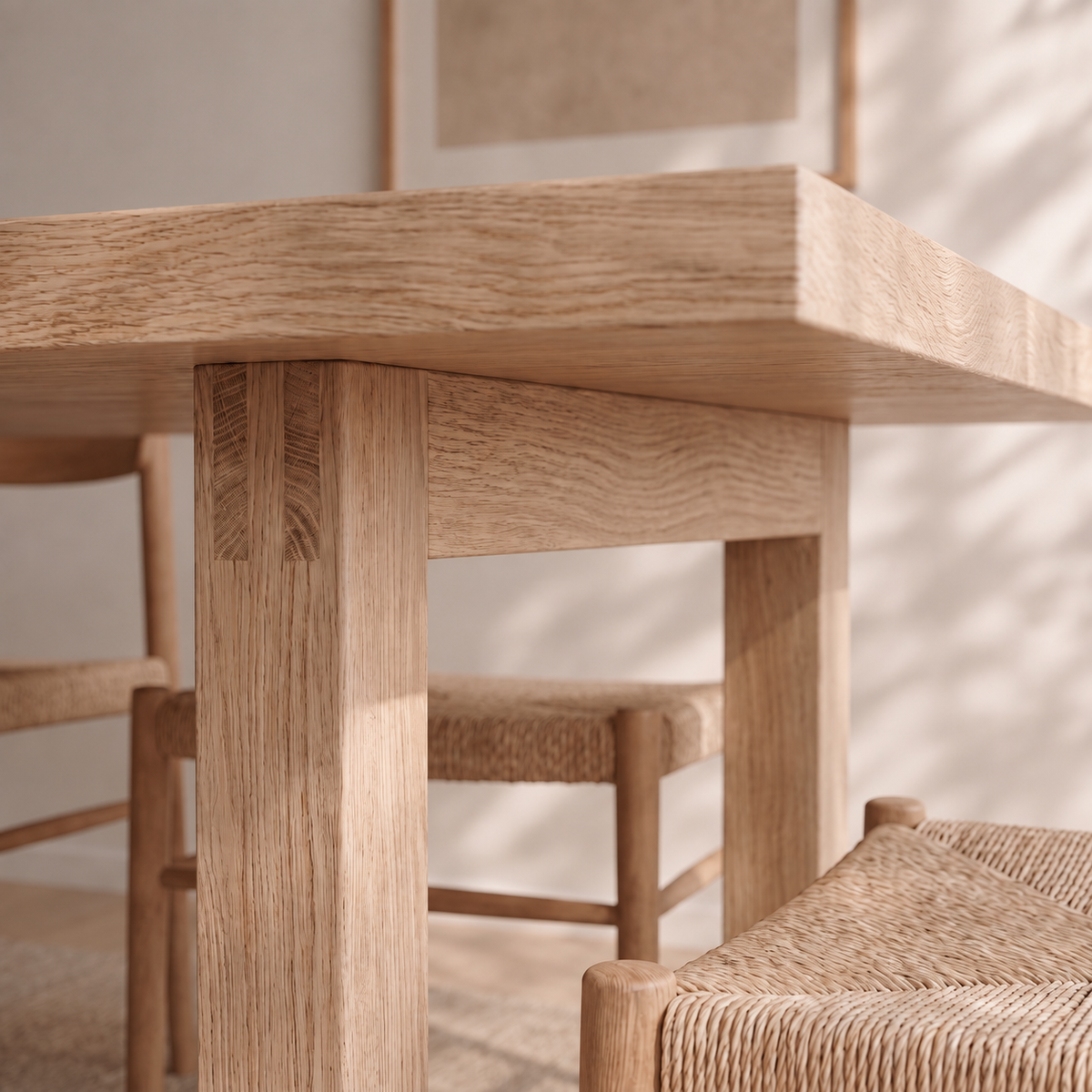 6 person dining table in white oak